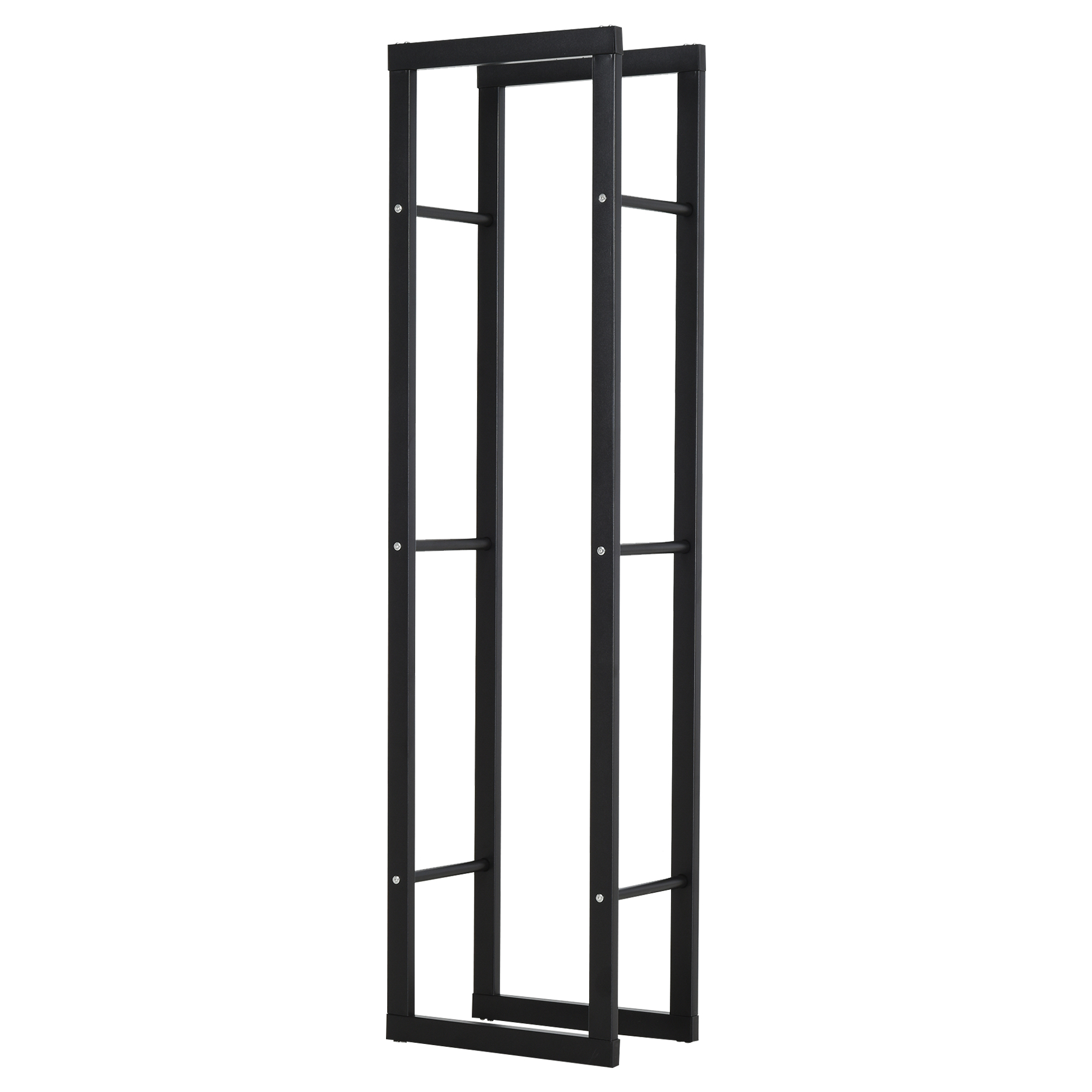 Outdoor Metal Firewood Log Holder Rack Double Tier with Balanced Base Side Rails - Black - Life Essentials