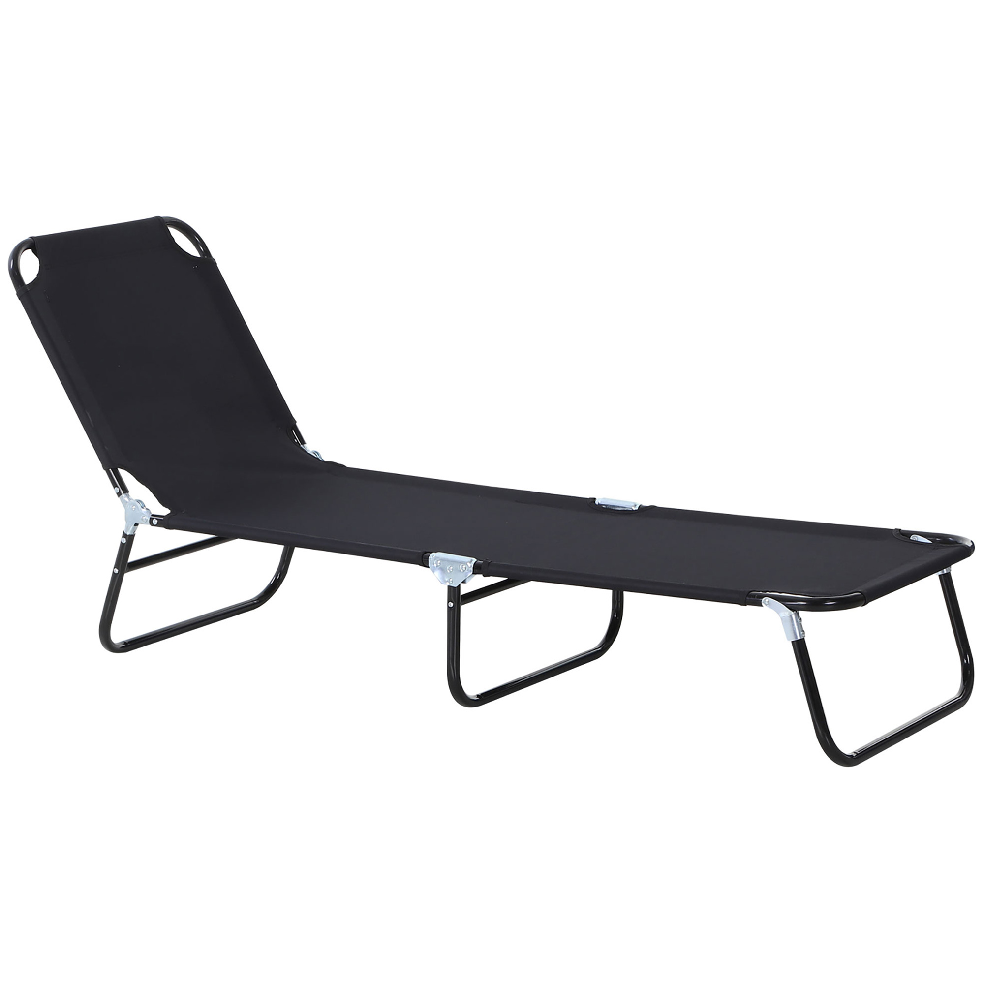 Portable Folding Sun Lounger With 5-Position Adjustable Backrest Relaxer Recliner with Lightweight Frame Great for Pool or Sun Bathing Black - Life 