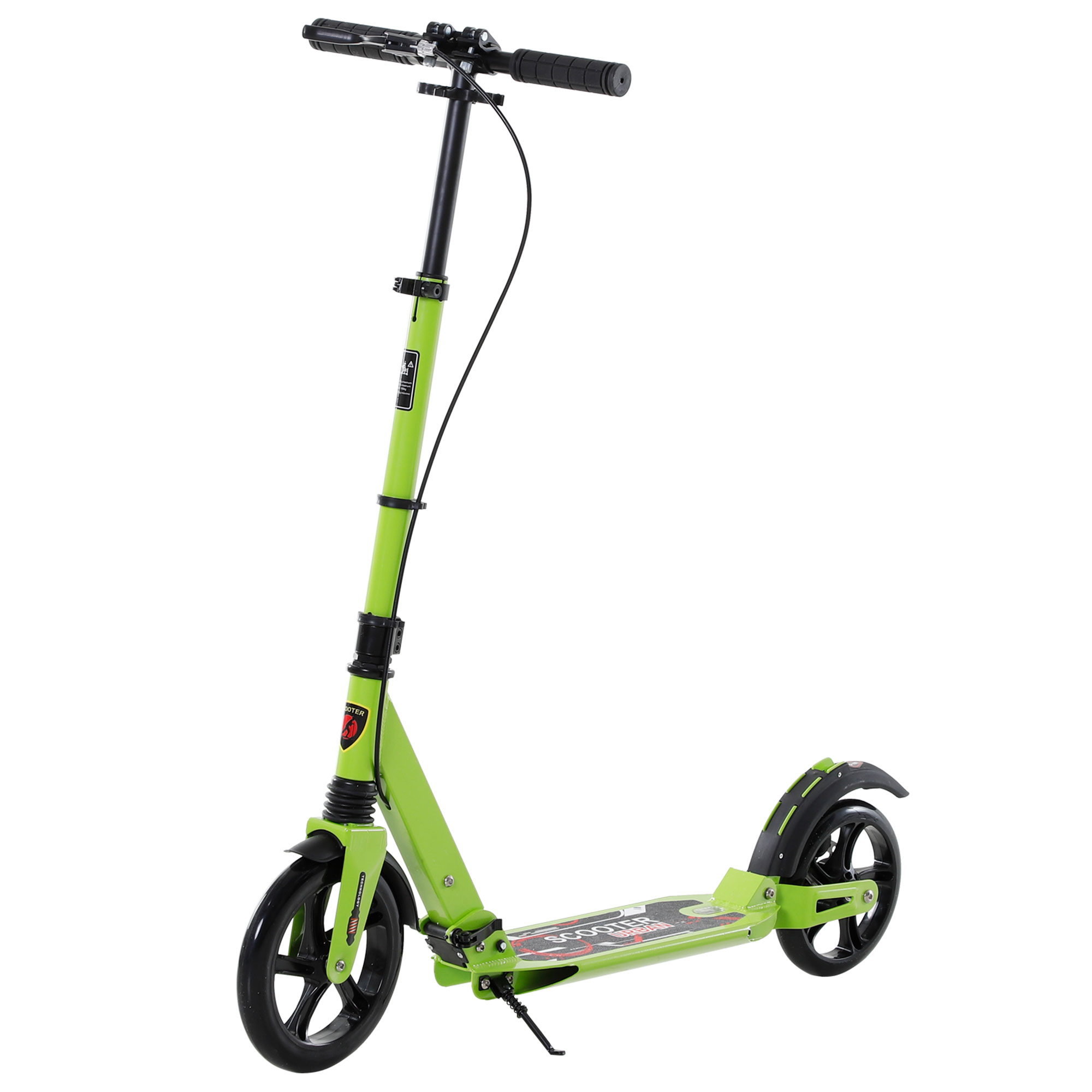 Teens Adult Kick Scooter Foldable Adjustable Aluminum Ride On Toy For 14+ w/ Dual Brake System, Shock Mitigation System - Green 95.5-110.5H CM - Life 