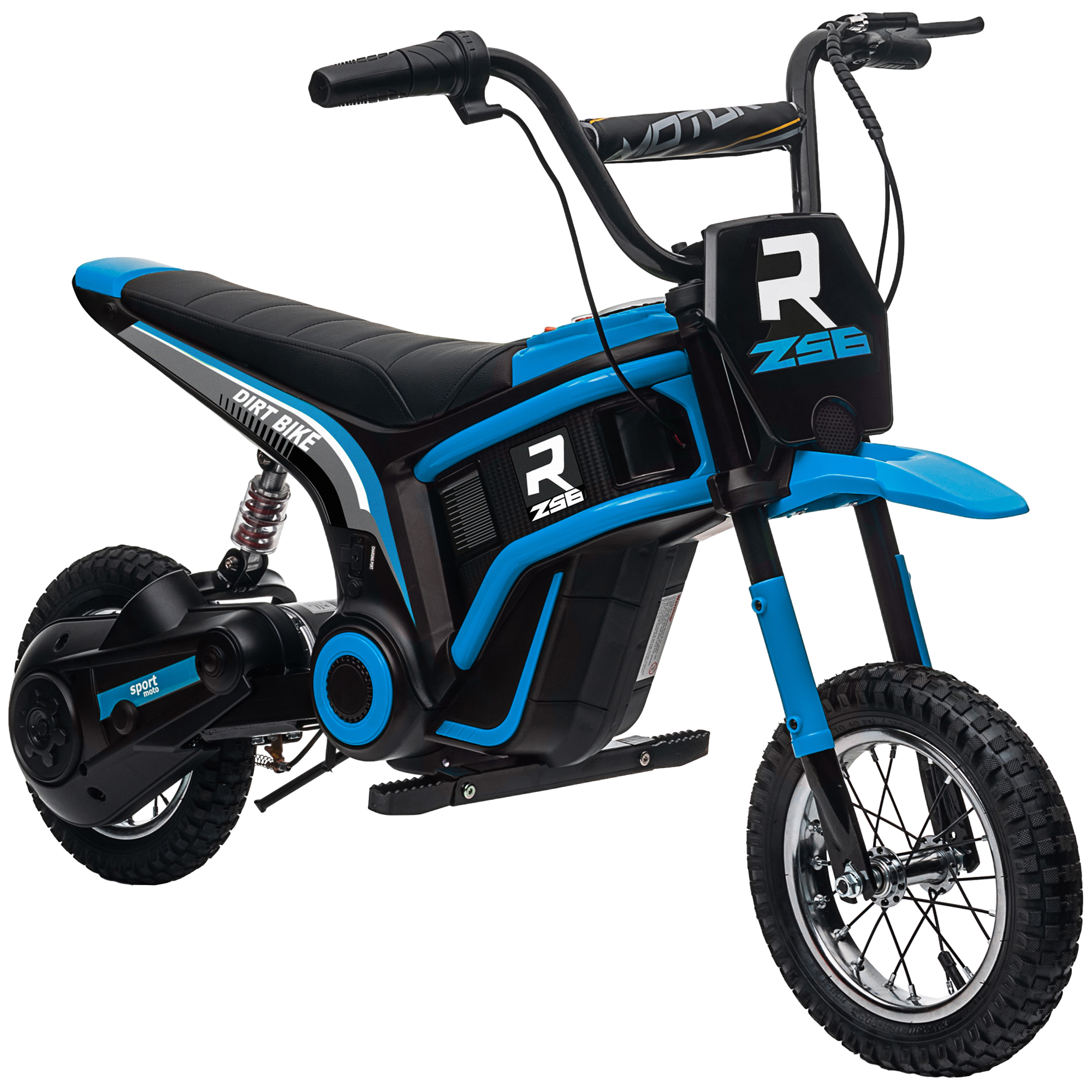 Scott 24V Electric Motorbike with Twist Grip Music 12 Inch Tyres - Blue - Life Essentials