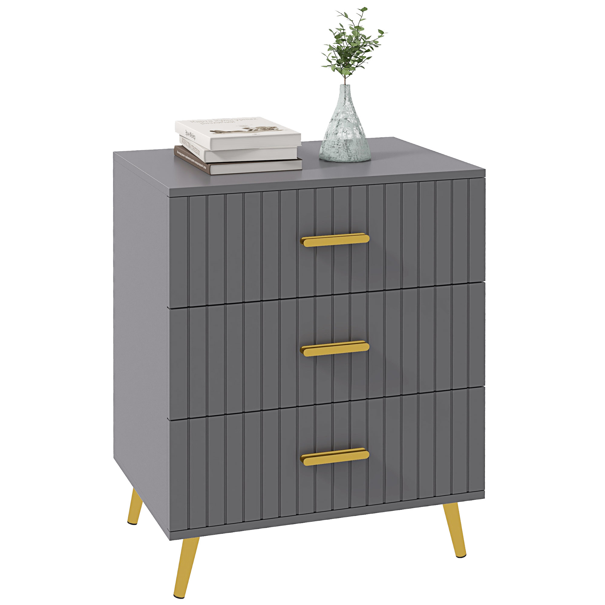 GOLDRAY Grey Chest of Drawers - Small-sized, 3 Drawers - Life Essentials