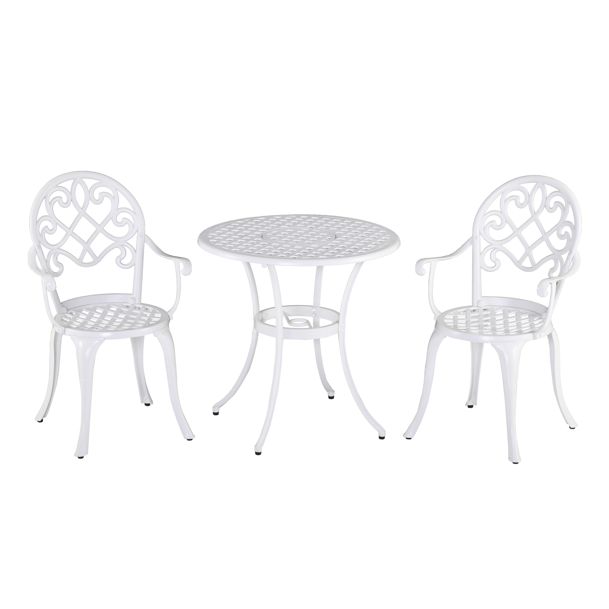 3PCs Garden Table Set Bistro Set Round Table and 2 Chairs for Outdoor Indoor Patio Balcony Aluminium - Life Essentials