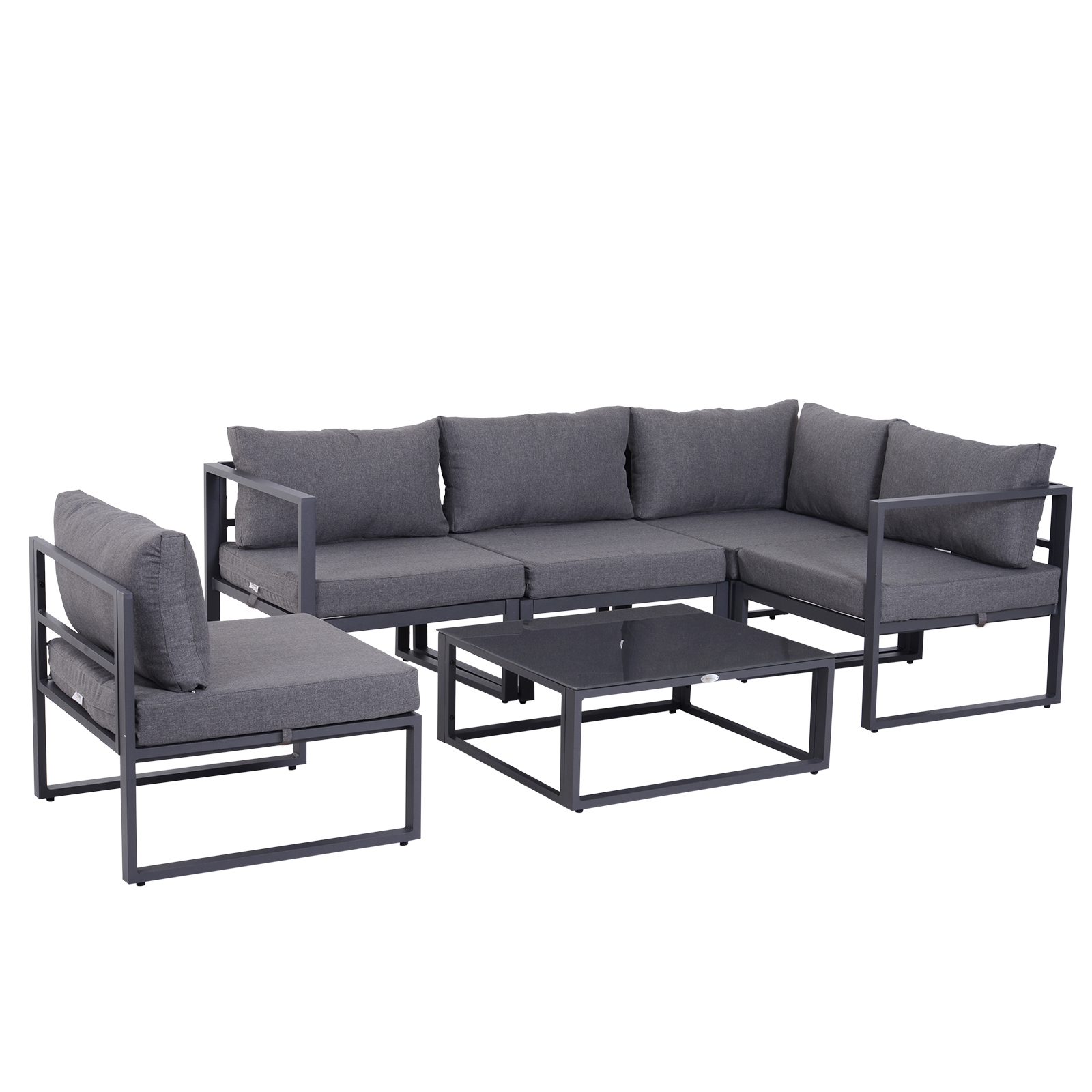 6Pcs Outdoor Sectional Sofa Set Conversation Aluminum Frame w/ Cushion - Life Essentials