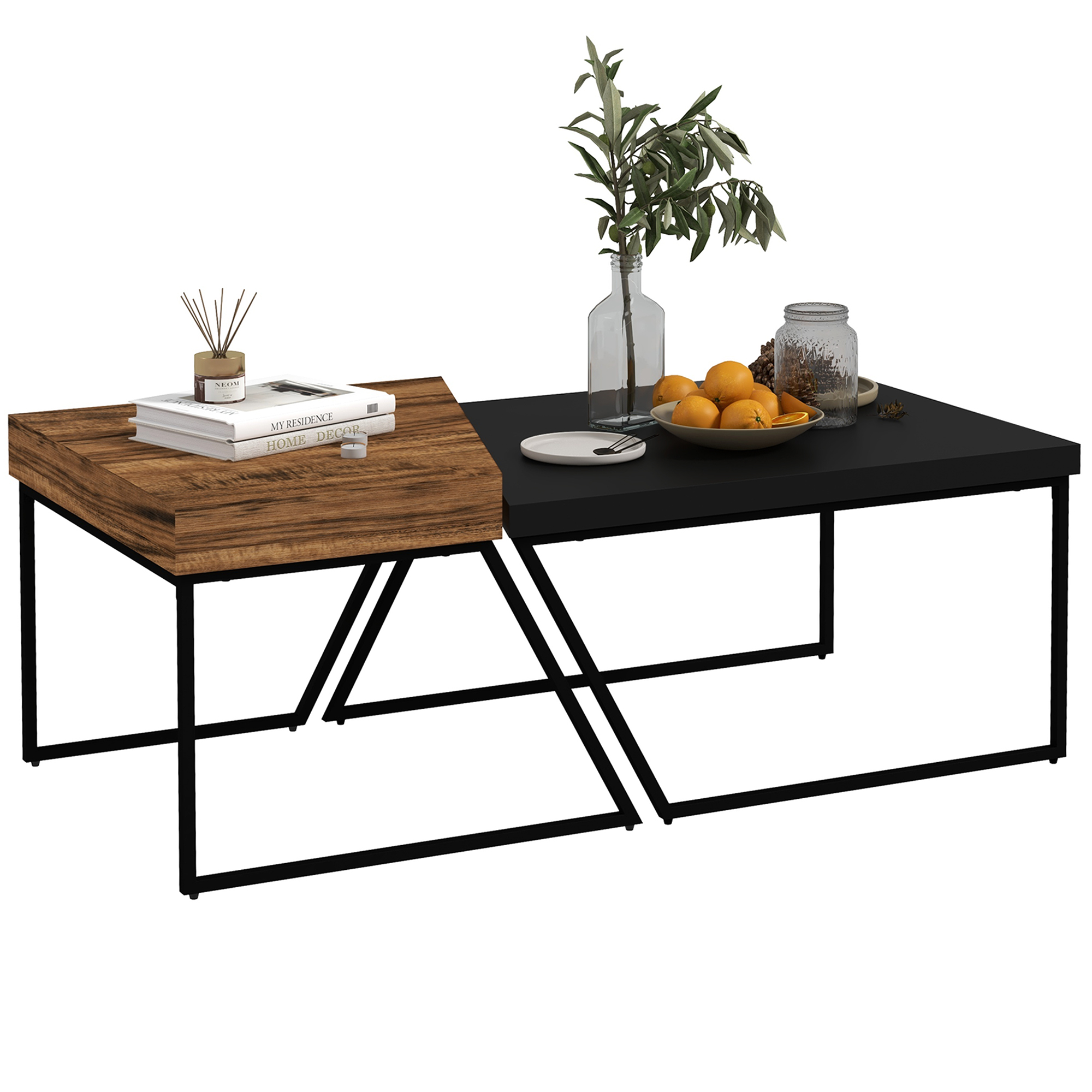 Geometric Coffee Table Set of 2 with Spacious Legroom - Life Essentials