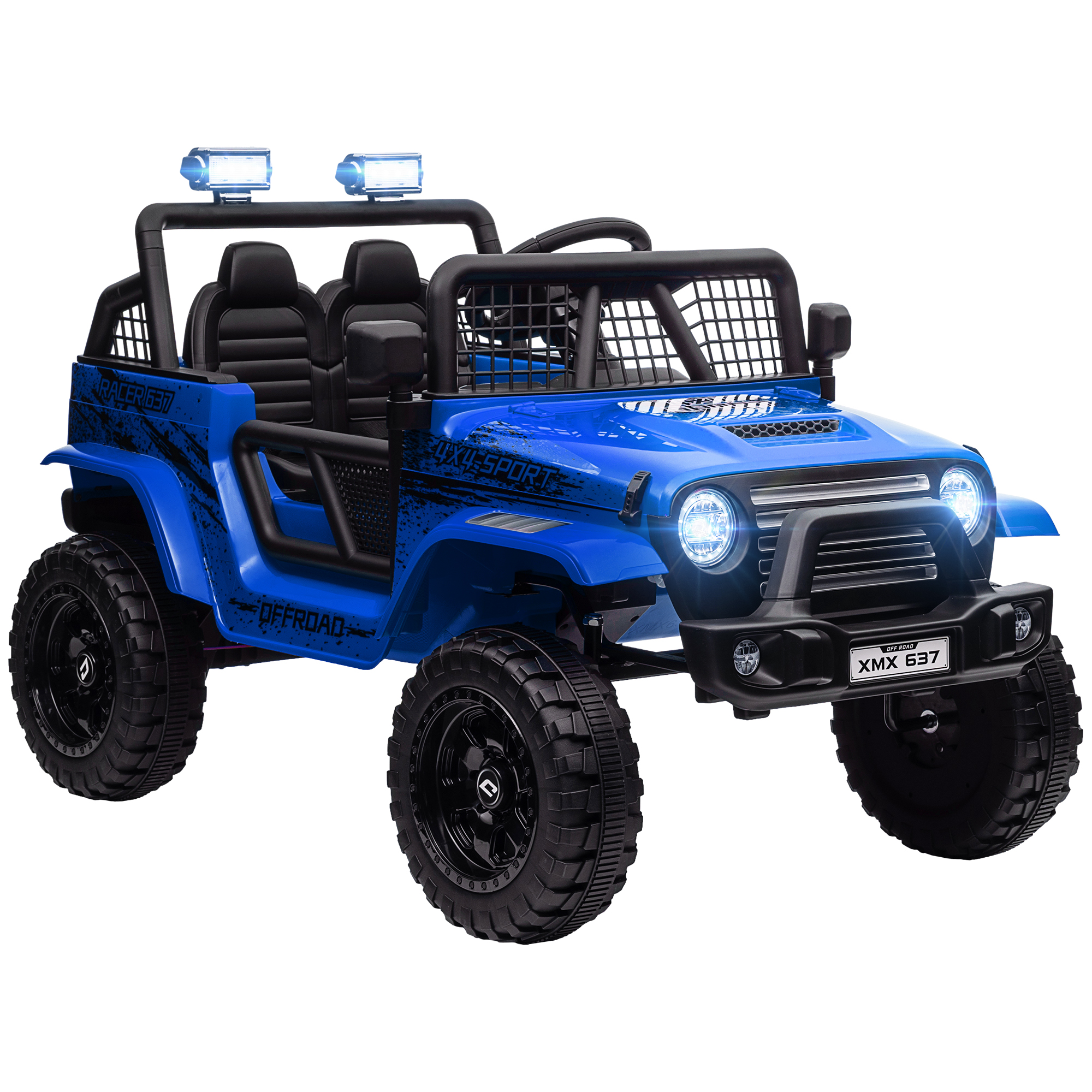 AIVAGO 12V Battery Powered Kids Ride On Car, Electric Truck w/ Spring Suspension, Remote, Music Horn Lights - Blue - Life Essentials