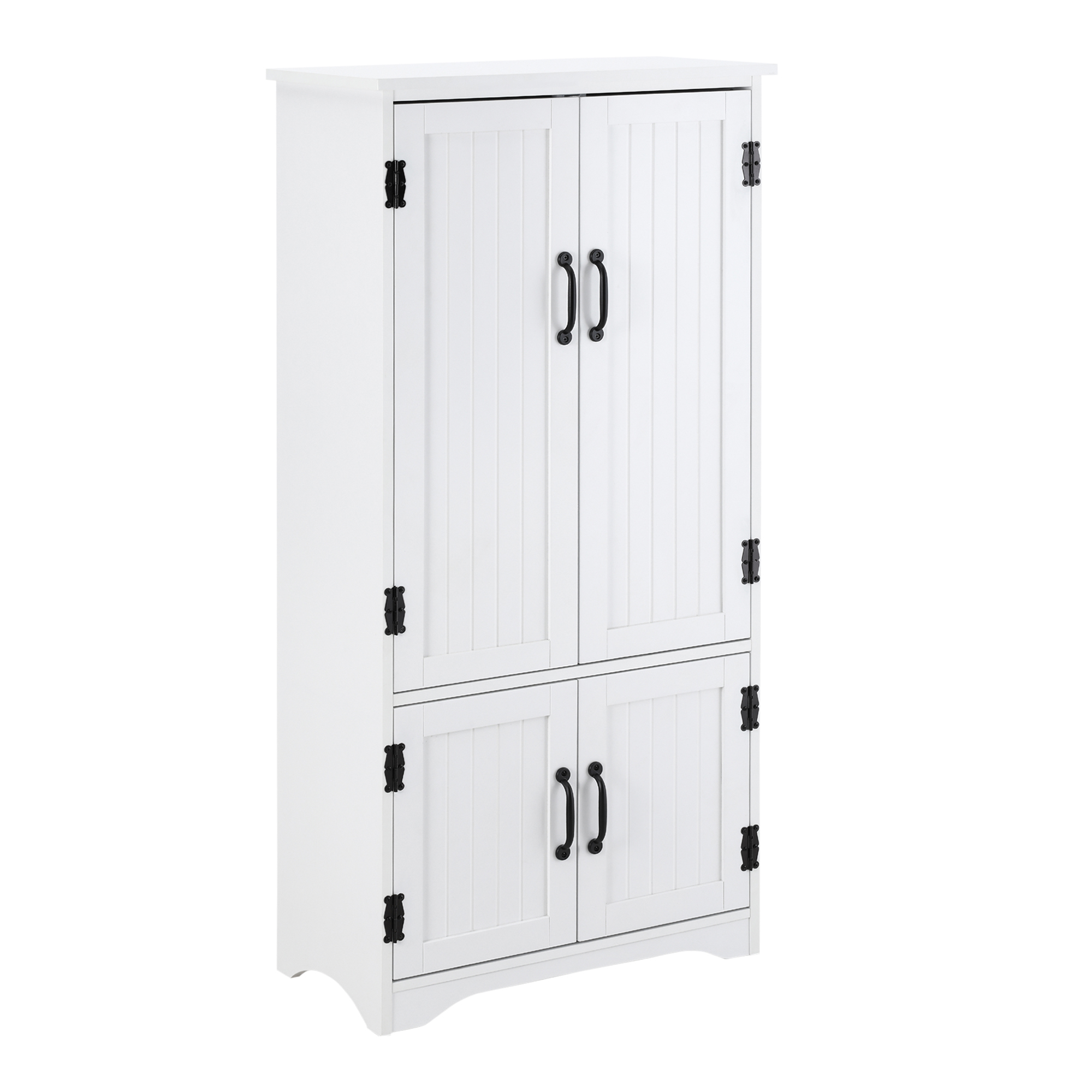 Accent Floor Storage Cabinet Kitchen Pantry with Adjustable Shelves and 2 Lower Doors, White - Life Essentials