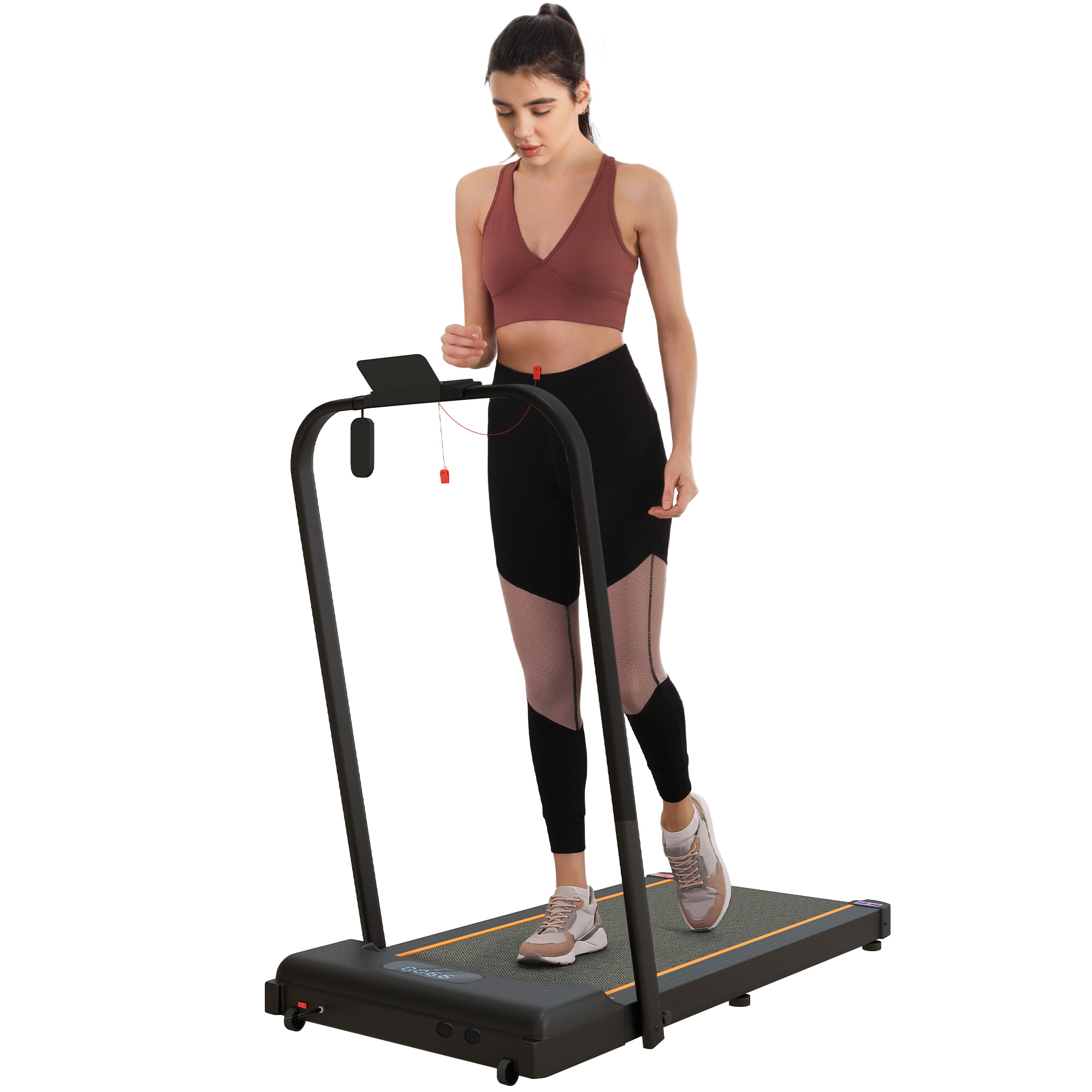 McAlpin 2.5HP Walking Pad Folding Treadmill with Remote Control and LED Display - Orange - Life Essentials