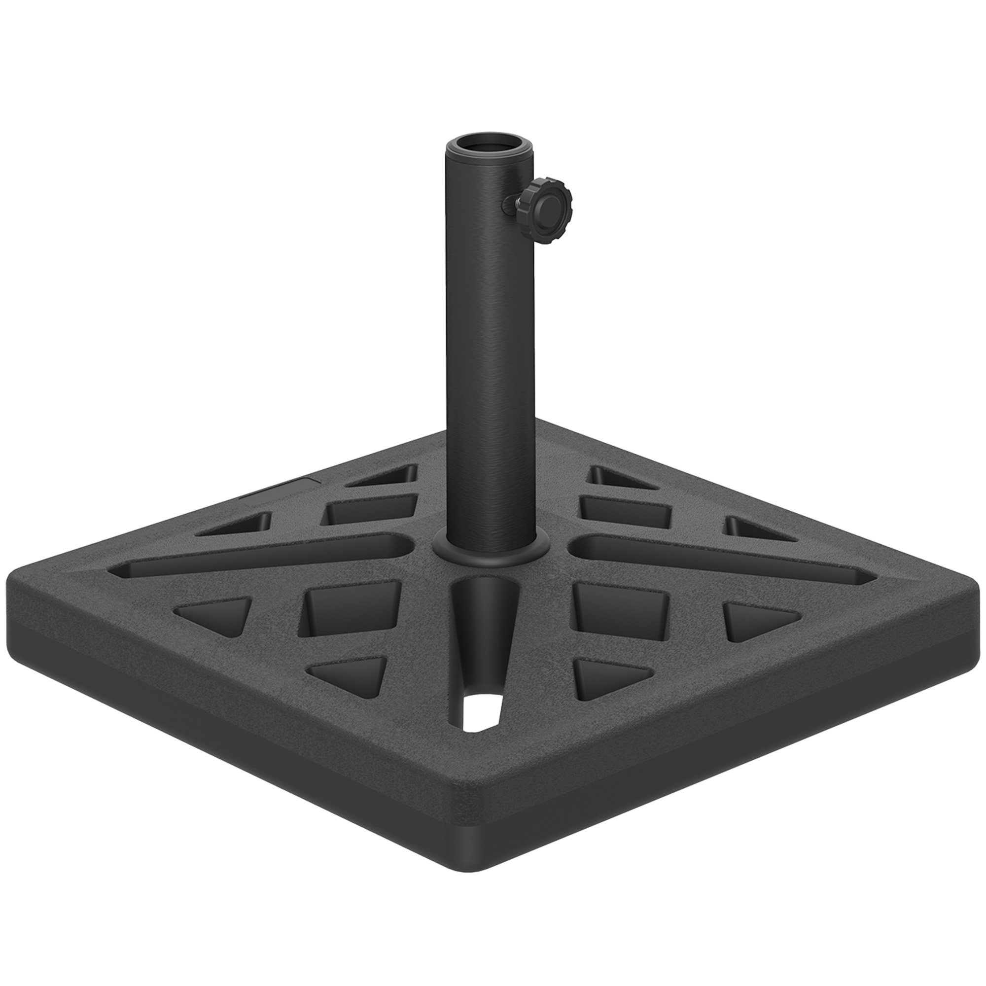 SUNVISTA Garden Parasol Base, 15kg HDPE Outdoor Umbrella Stand Parasol Stand with Cut-Out Design, Sun Umbrella Base for Deck Poolside, Black - Life 