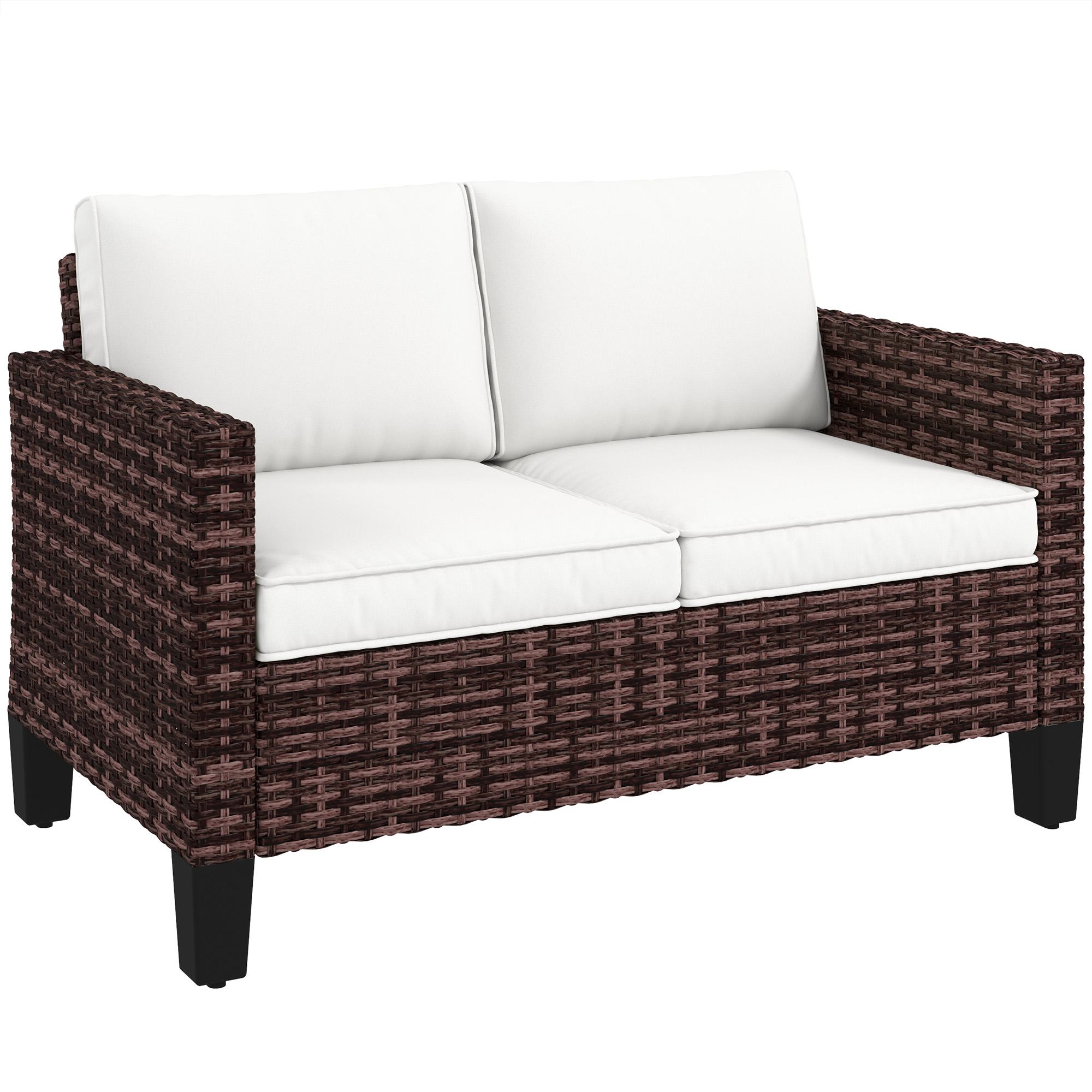 SUNVISTA Two-Seater Rattan Outdoor Sofa - Brown - Life Essentials