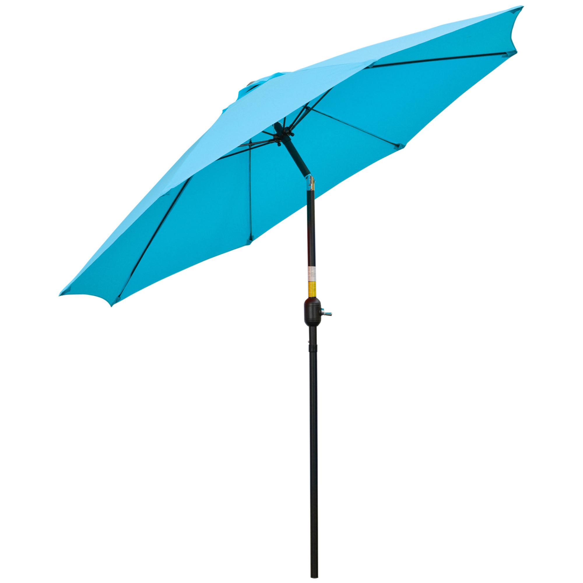 2.6M Patio Parasol Sun Umbrella, Tilt Shade Shelter Canopy with Crank 8 Ribs Aluminium Frame, Blue - Life Essentials