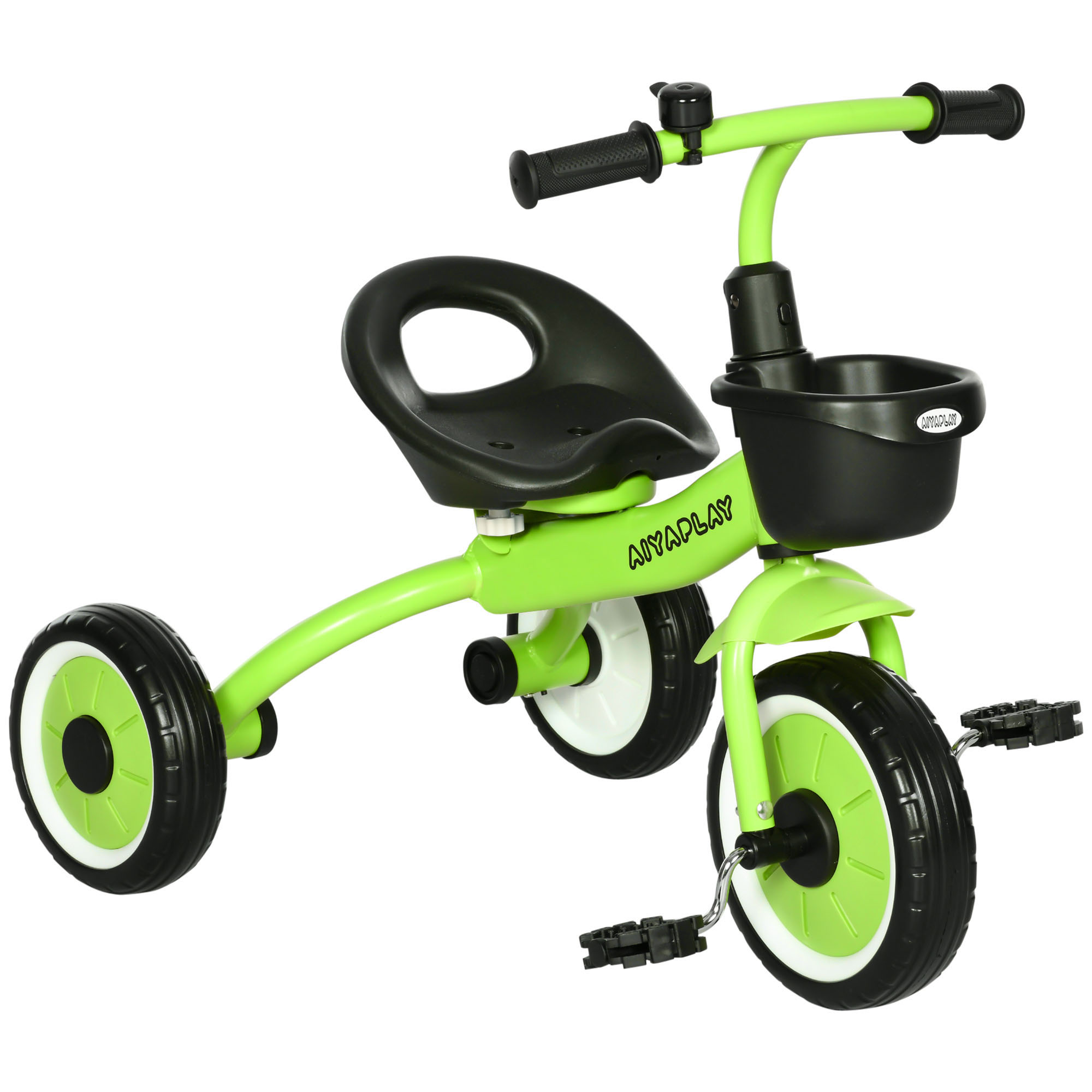 AIYAPLAY Kids Trike, Tricycle, with Adjustable Seat, Basket, Bell, for Ages 2-5 Years - Green - Life Essentials