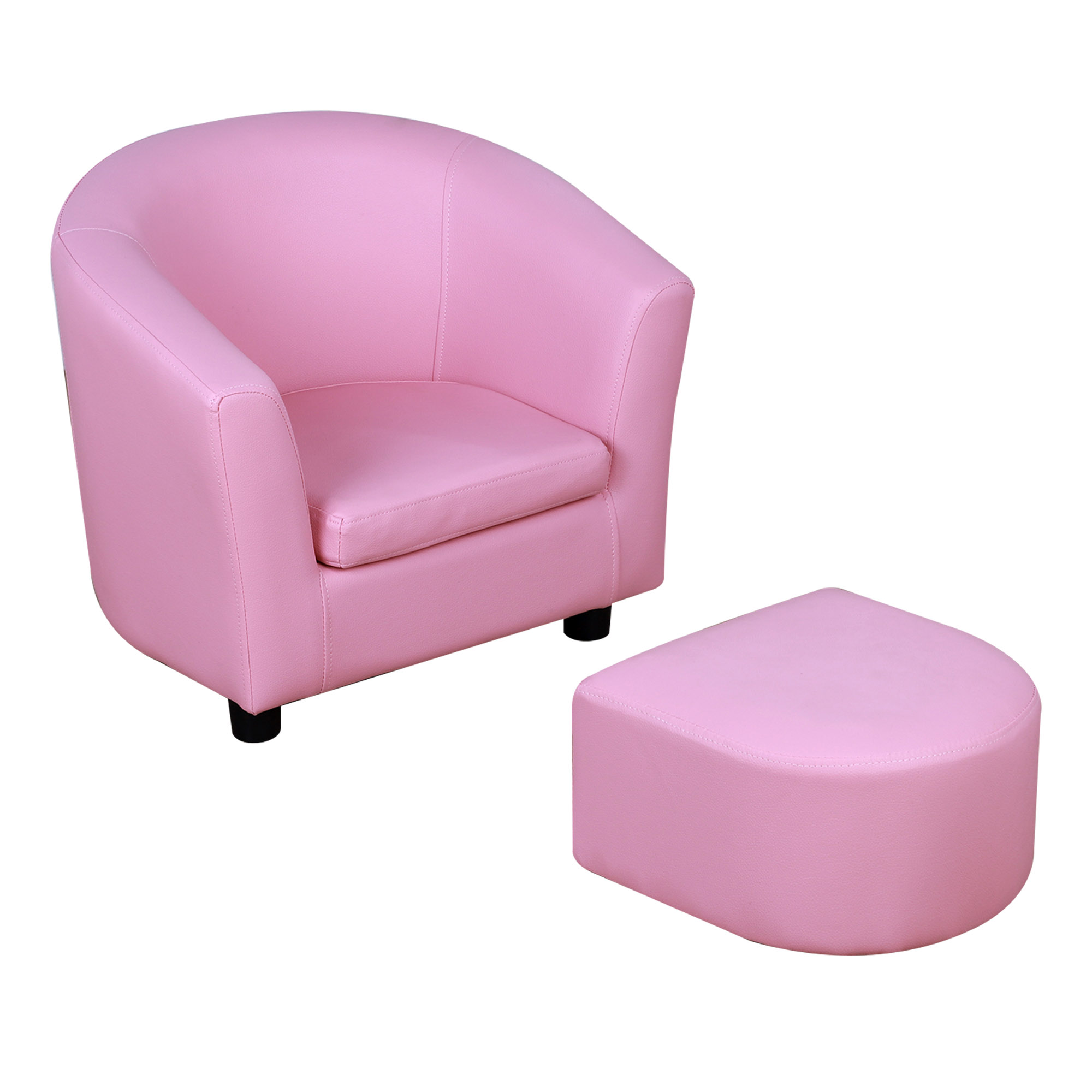 Kids Toddler Sofa Children's Armchair Footstool with Thick Padding, Anti-skid Foot Pads, 30 x 28 x 21cm, Pink - Life Essentials