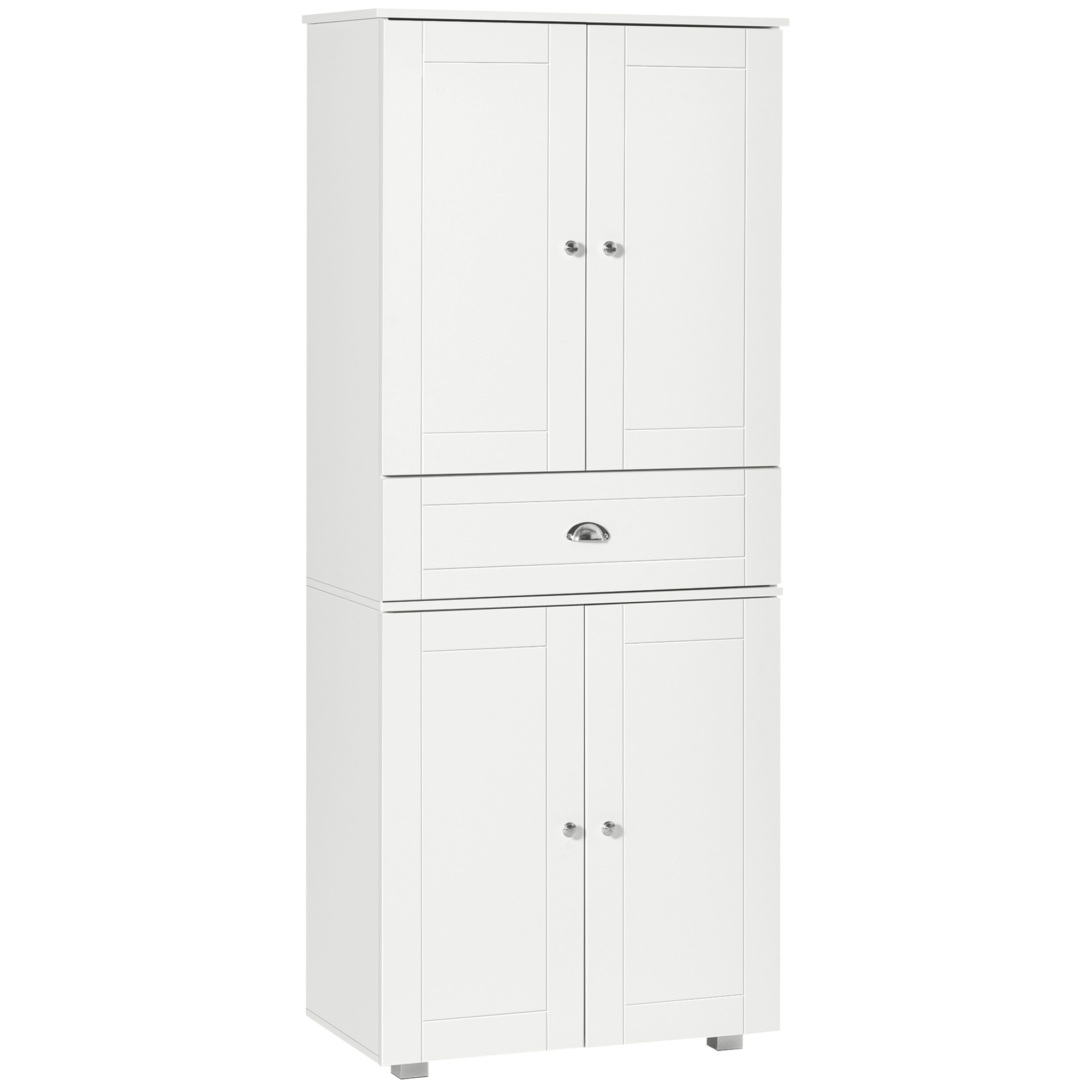 Freestanding Tall Kitchen Cupboard Storage Cabinets with Drawer and 3 Adjustable Shelves for Dining Room, Living Room, White - Life Essentials