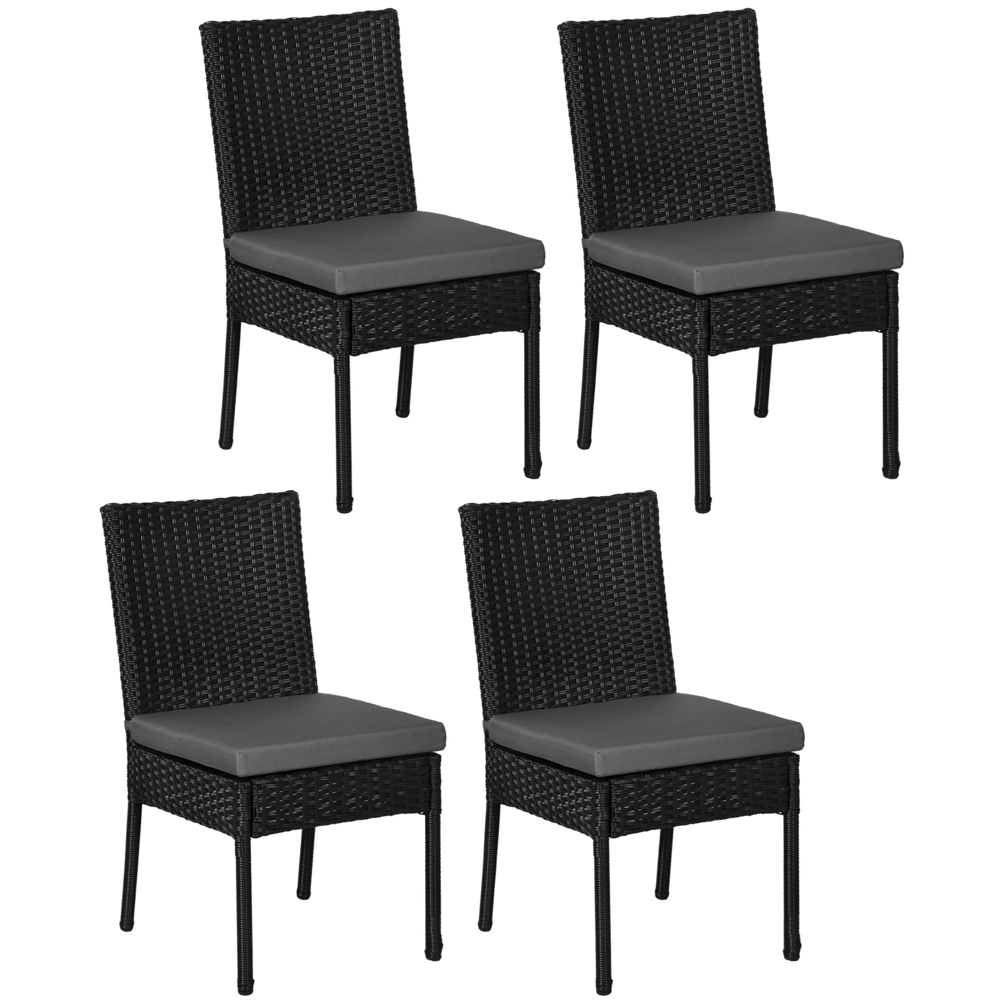 Jones Armless Rattan Quartet Weather-Resistant Seating - Black - Life Essentials