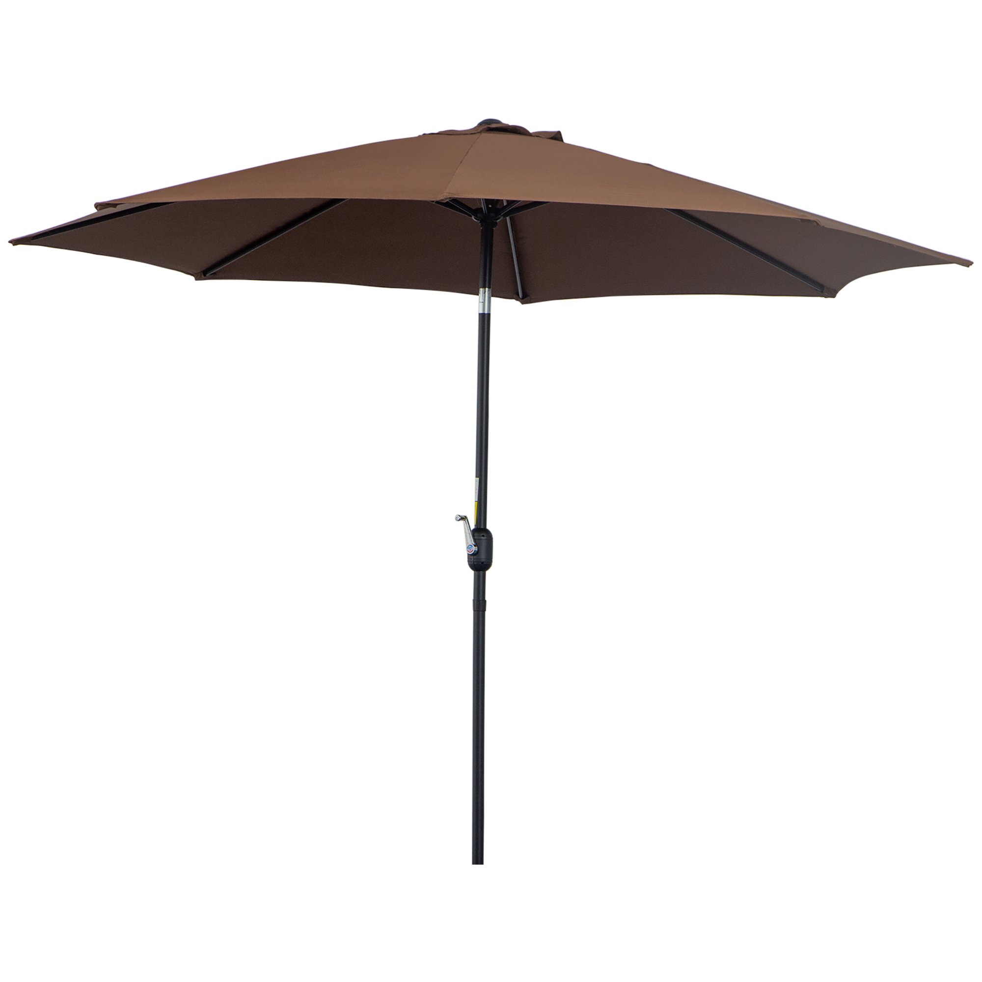 Steel Frame Round Market Patio Sun Umbrella Garden Parasol Outdoor Sunshade Canopy, 3x2.45m (Coffee) - Life Essentials