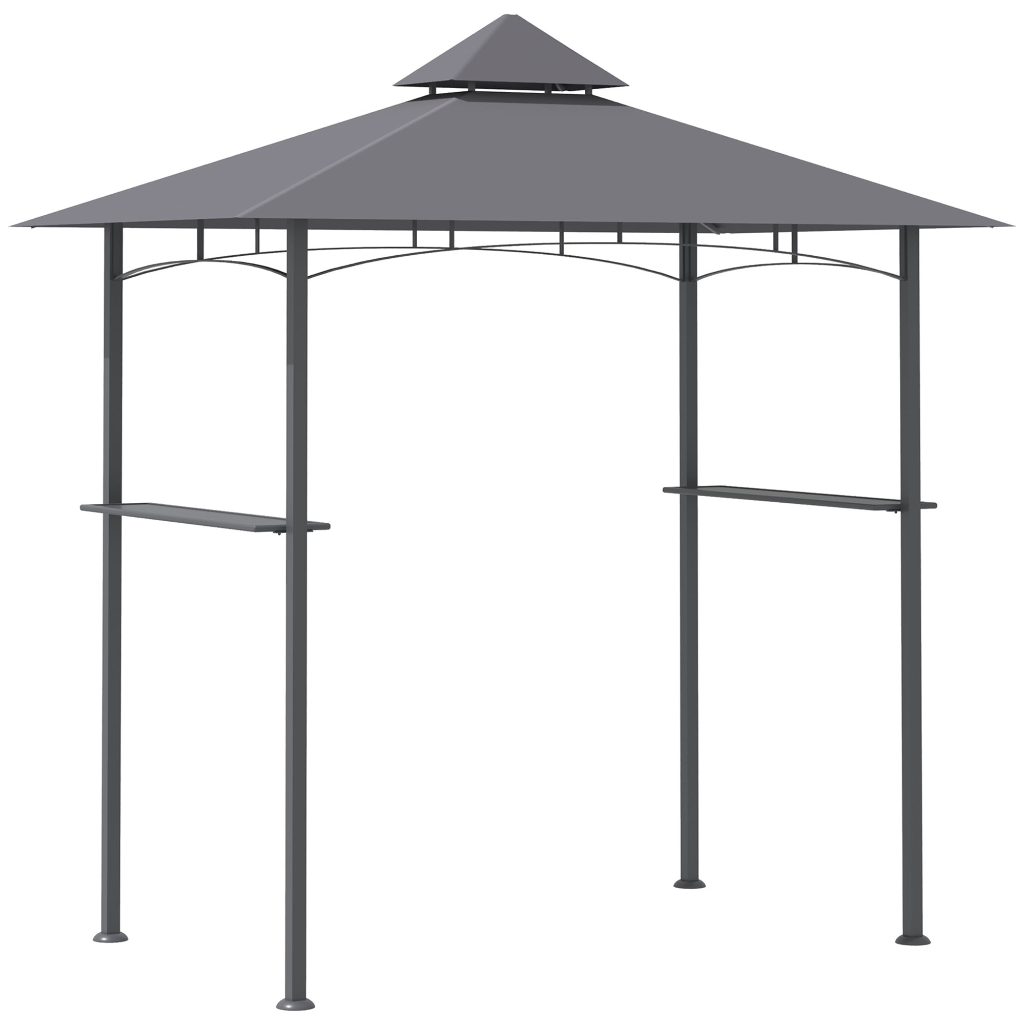 2.5M (8ft) New Double-Tier BBQ Gazebo Grill Canopy Barbecue Tent Shelter Patio Deck Cover - Grey - Life Essentials