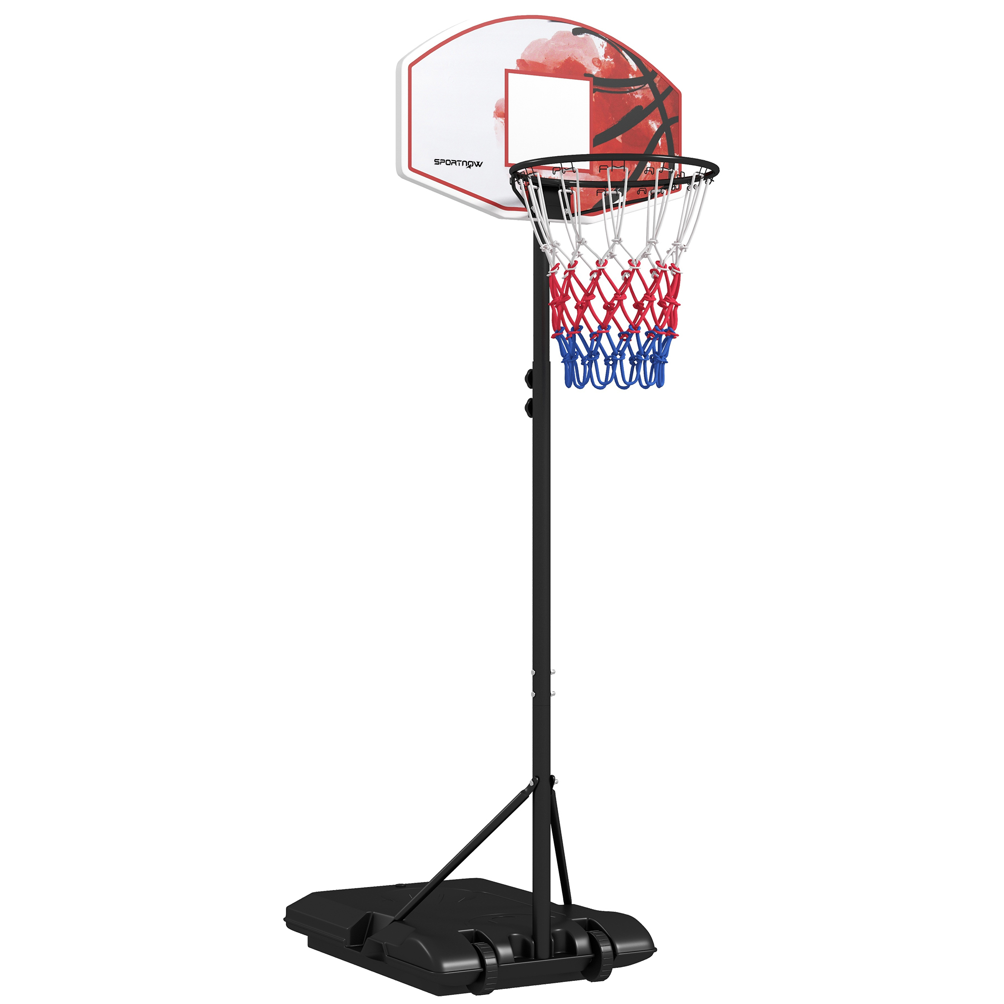 McAlpin Adjustable Basketball Stand Net System with Wheels Enlarged Base PE Backboard- 179-209cm - Life Essentials