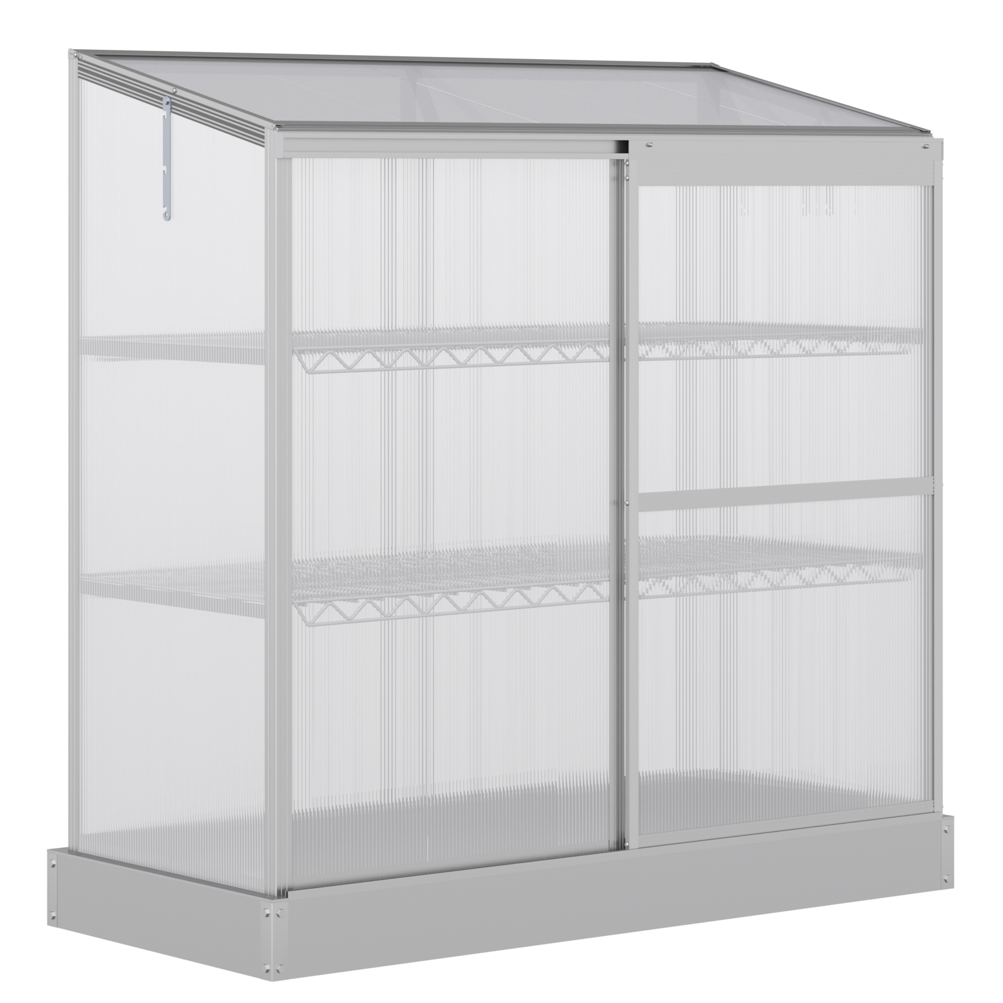 3-Tier Mini Greenhouse Garden Cold Frame Plant Growth House w / Polycarbonate Panels, Openable Roof, 129.5 x 58 x 140 cm, Silver - Life Essentials