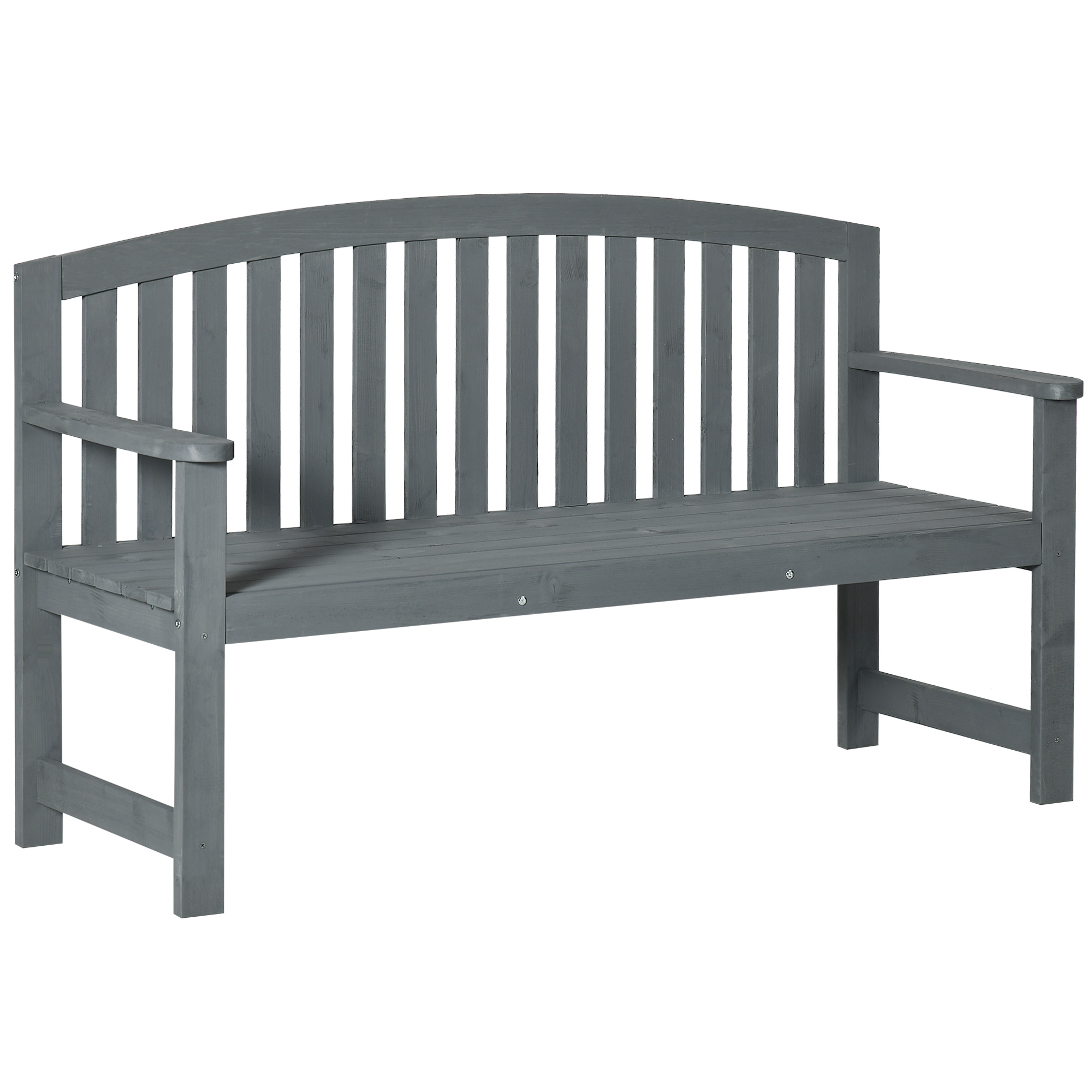 Jones Wooden Garden Bench with Armrest - Grey - Life Essentials