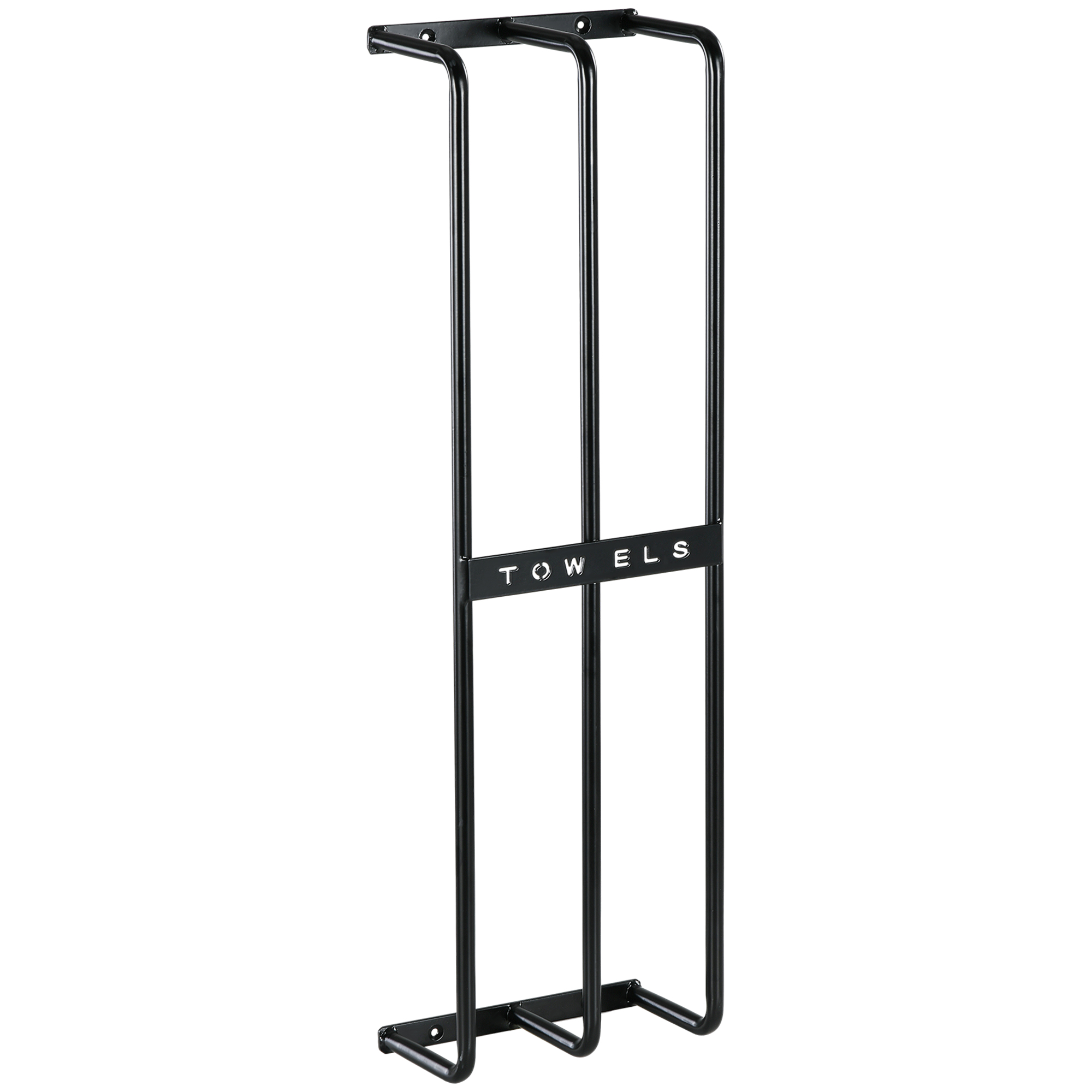 Scott Wall Mounted Towel Rail Metal Rack for Towels Holds Up to 6 Large Size - Black - Life Essentials