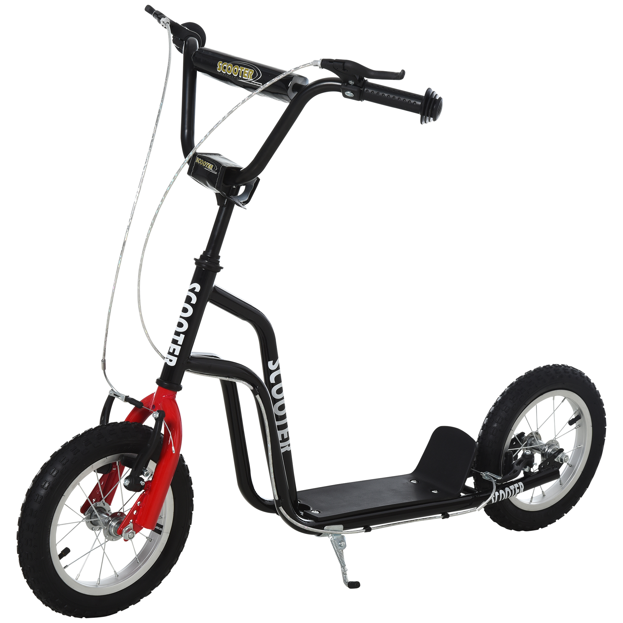 Kids Steel Height Adjustable Kick Scooter Black/Red - Life Essentials