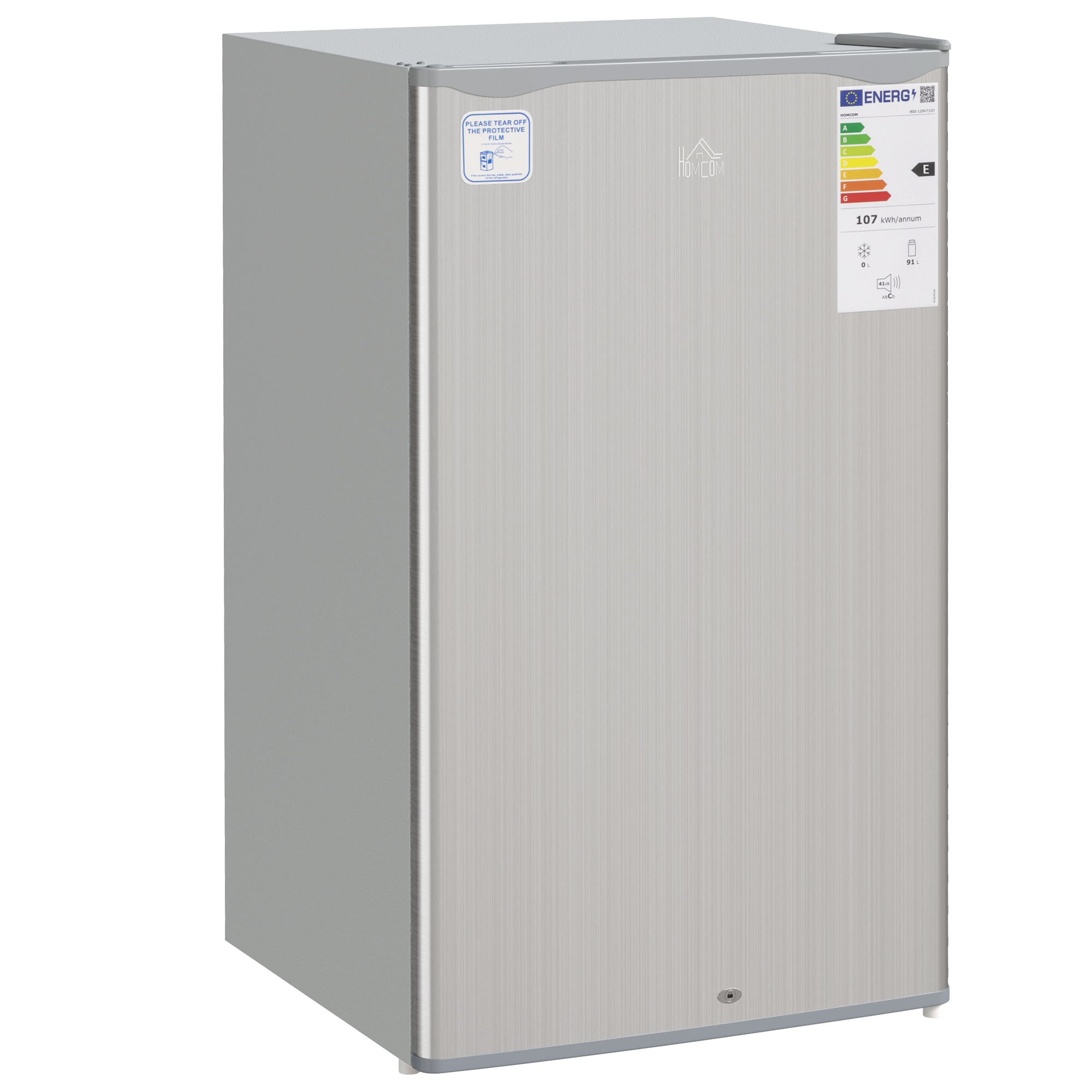 HERON 91L Freestanding Under-Counter Fridge with Lock - Grey - Life Essentials