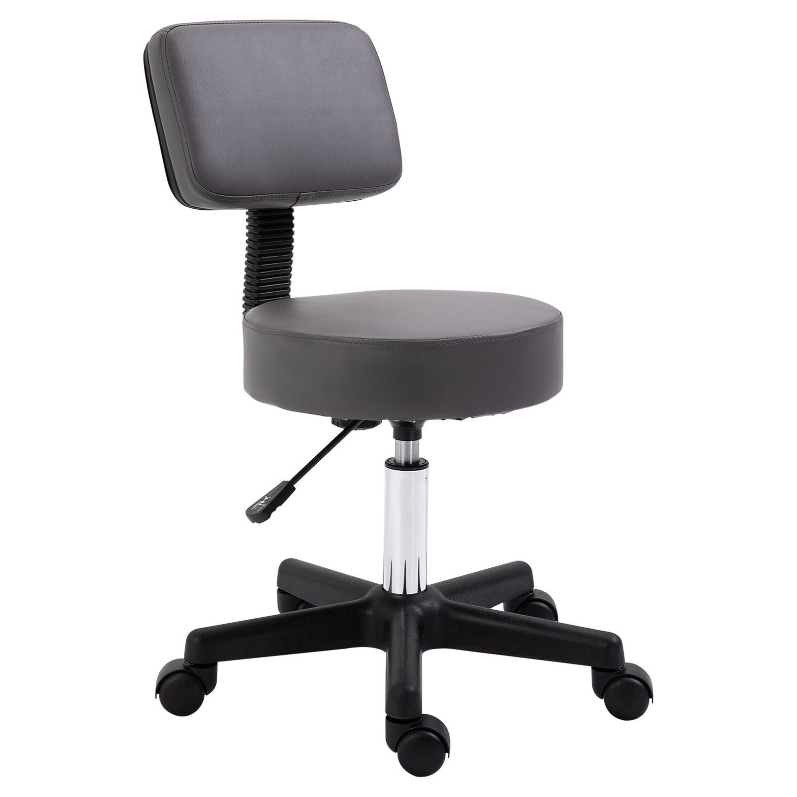 Beautician's Swivel Salon Chair w/ Padded Seat Back 5 Wheels Adjustable Height Salon Hairdressers Tattoo Spa Rolling Cushion Professional Grey - Life 