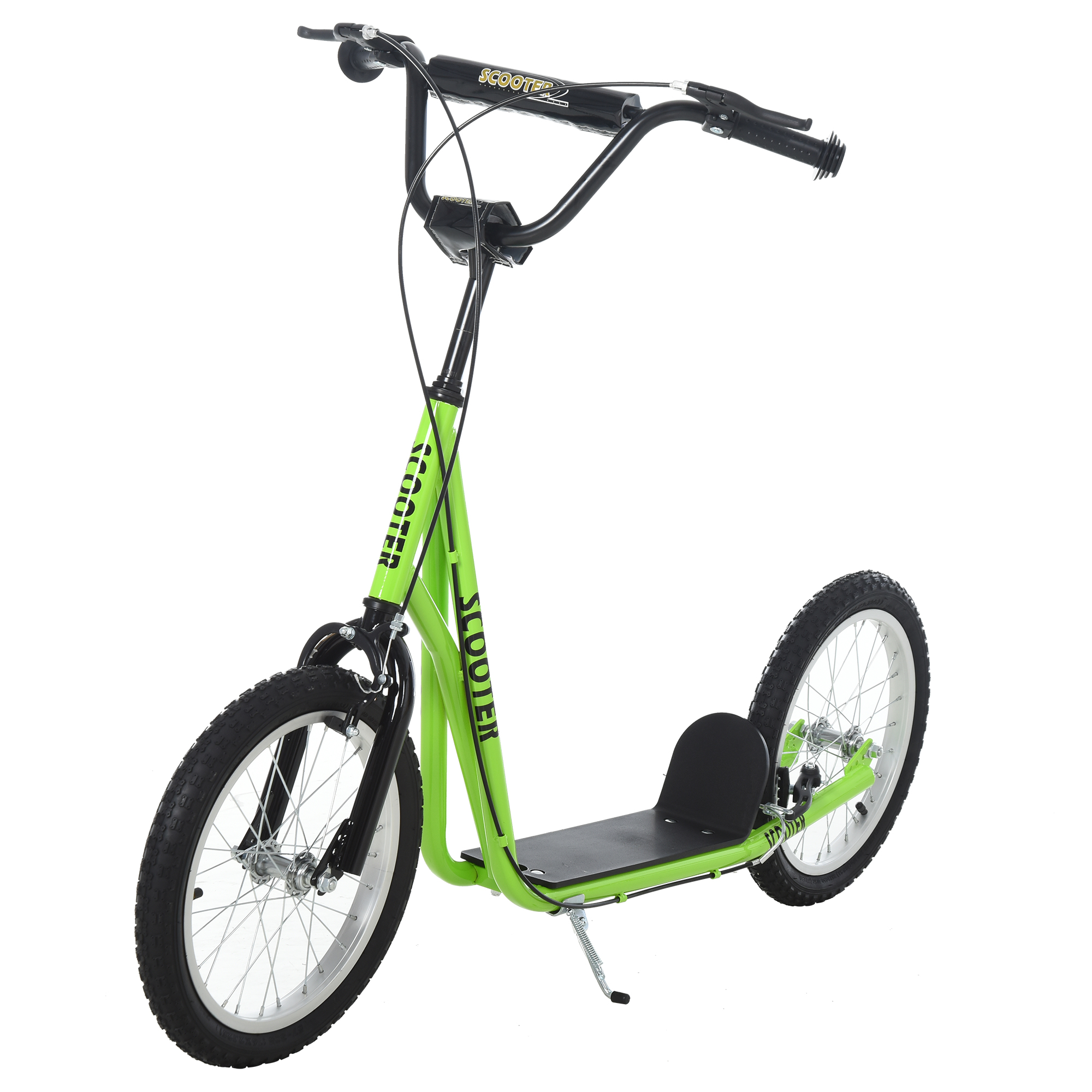 Teen Kids Stunt Scooter Children Kick Scooter Adjustable Handlebar 2 Brakes Ride On 16 Inch Rubber Tyres Green - Life Essentials