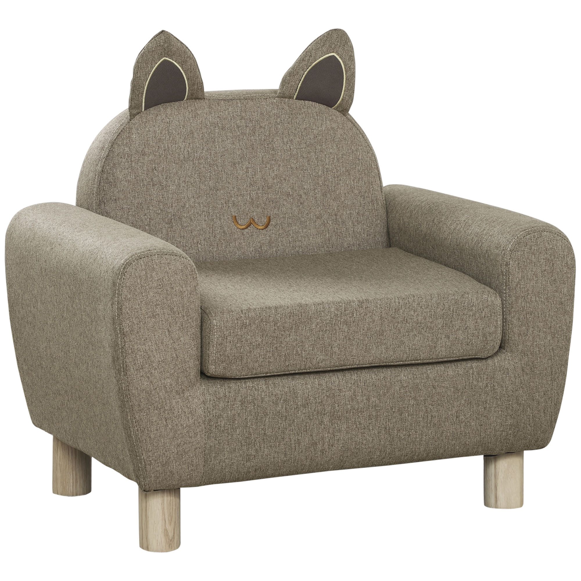 Kids Sofa Toddler Chair Children Armchair for Preschool Bedroom Playroom with Ear Modeling Wood Brown - Life Essentials