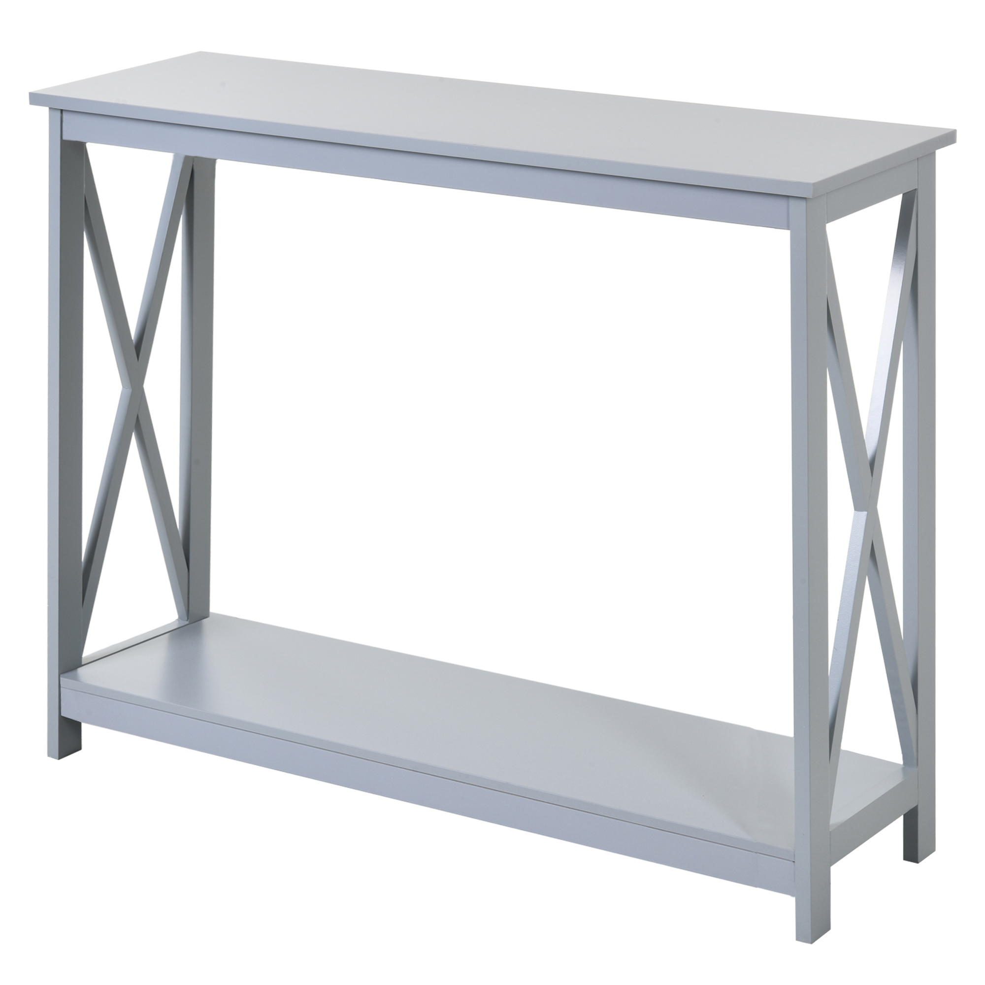 Console Table Hallway Desk w/Storage Shelf, X Design for Living Room Entryway, Grey - Life Essentials