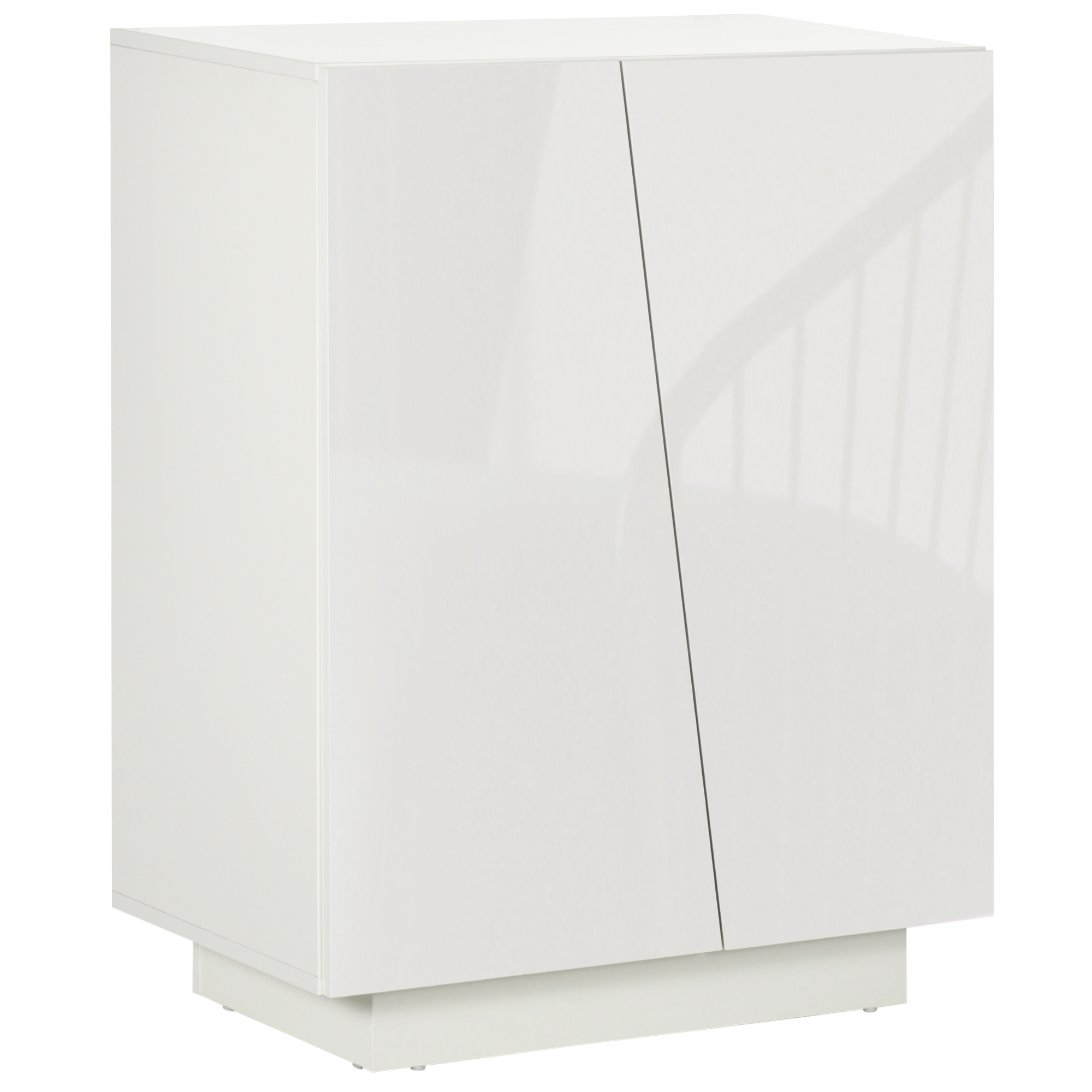 Freestanding Storage Cabinet for Bedroom, Wooden Sideboard, High Gloss Storage Cupboard with Adjustable Shelves, White - Life Essentials