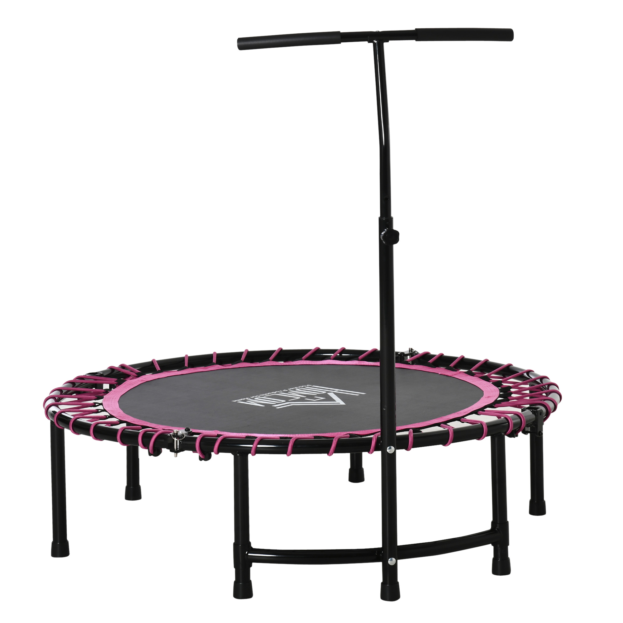 45" Round Mini Trampoline Rebounder Indoor Outdoor Jumper with Adjustable Handle - Pink - Life Essentials