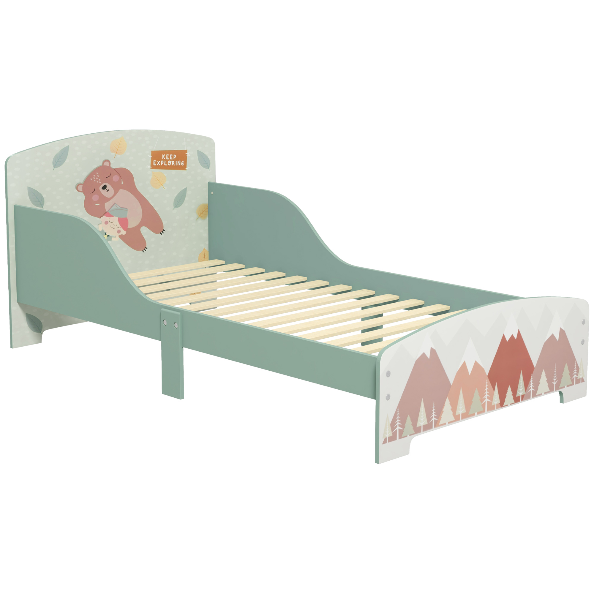ZONEKIZ Toddler Bed Frame, Kids Bedroom Furniture for Ages 3-6 Years, Green - Life Essentials