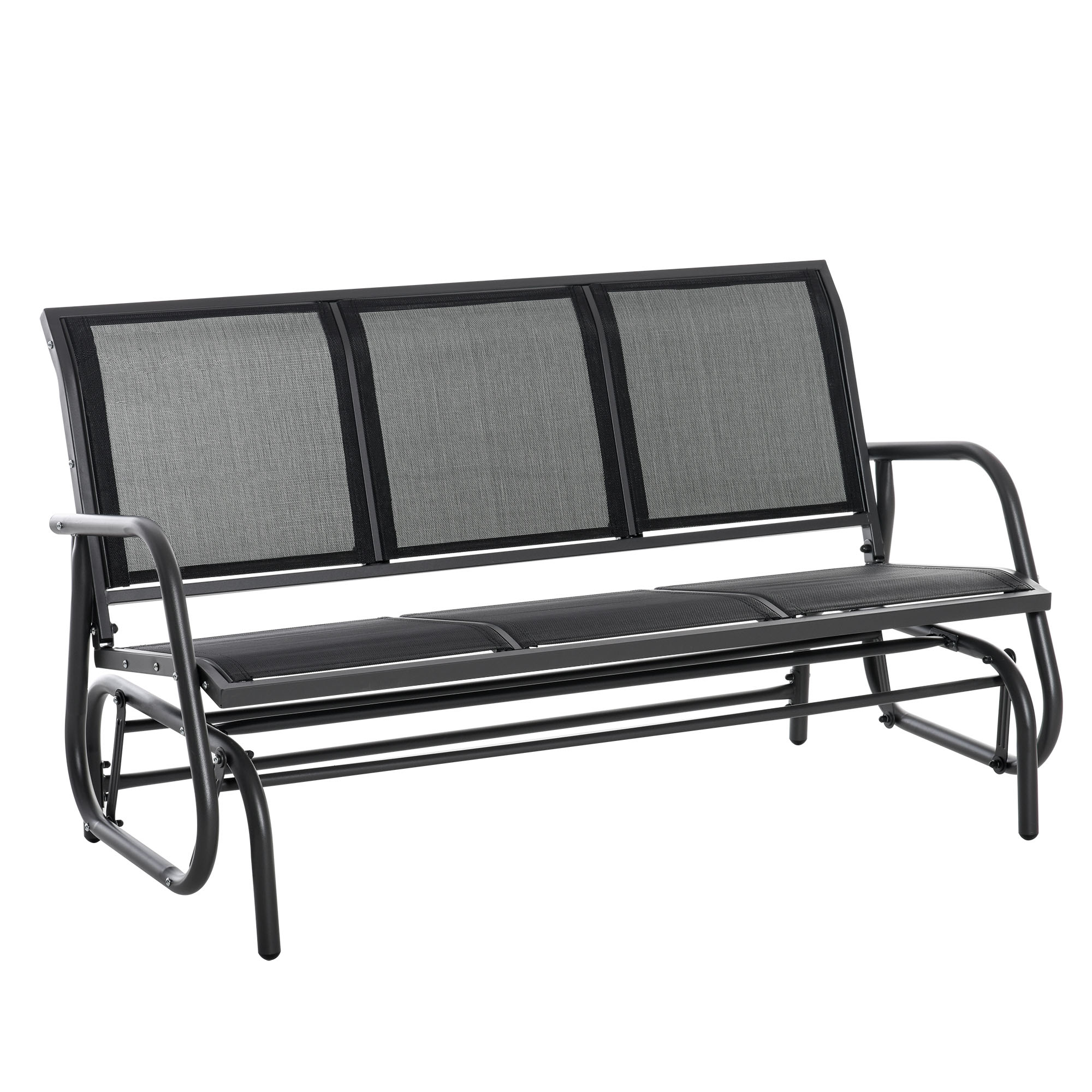 3-Seat Glider Rocking Chair for 3 People Garden Bench Patio Furniture Metal Frame - Life Essentials