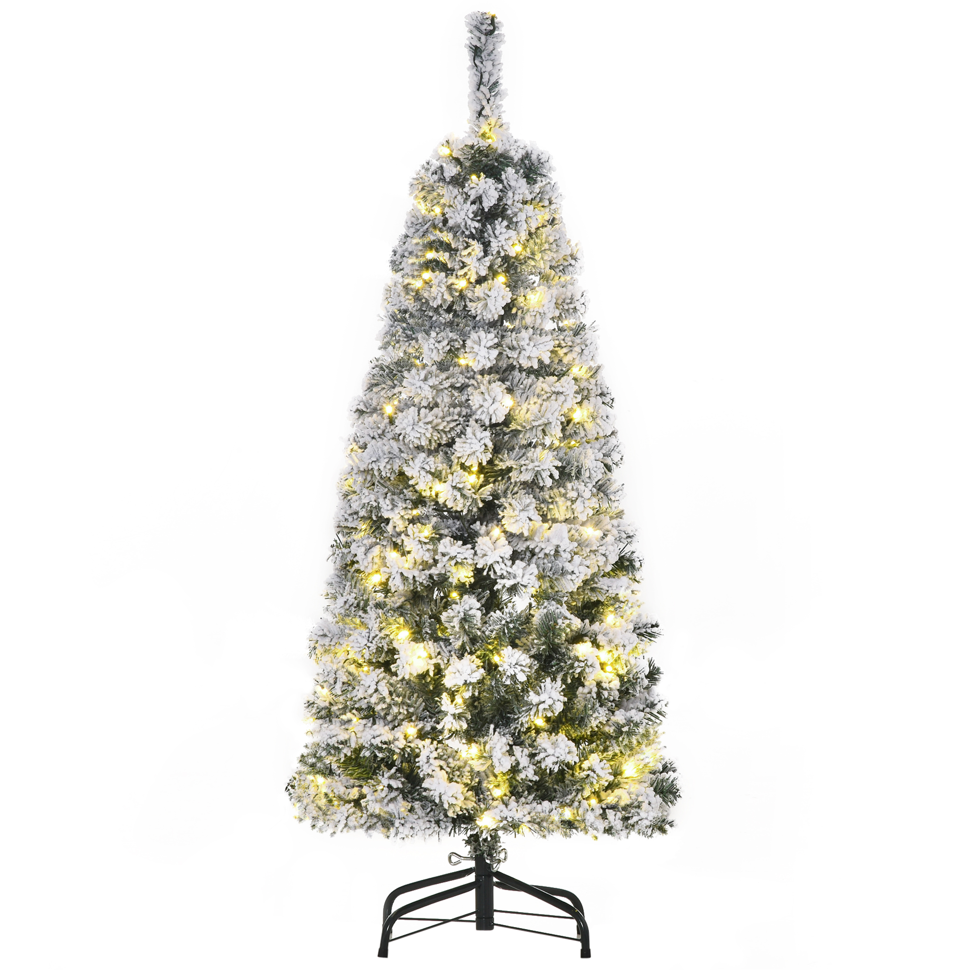 Debbie 4ft Prelit Artificial Snow Flocked Christmas Tree with Warm White LED Light Holiday Home Xmas Decoration Green White - Life Essentials