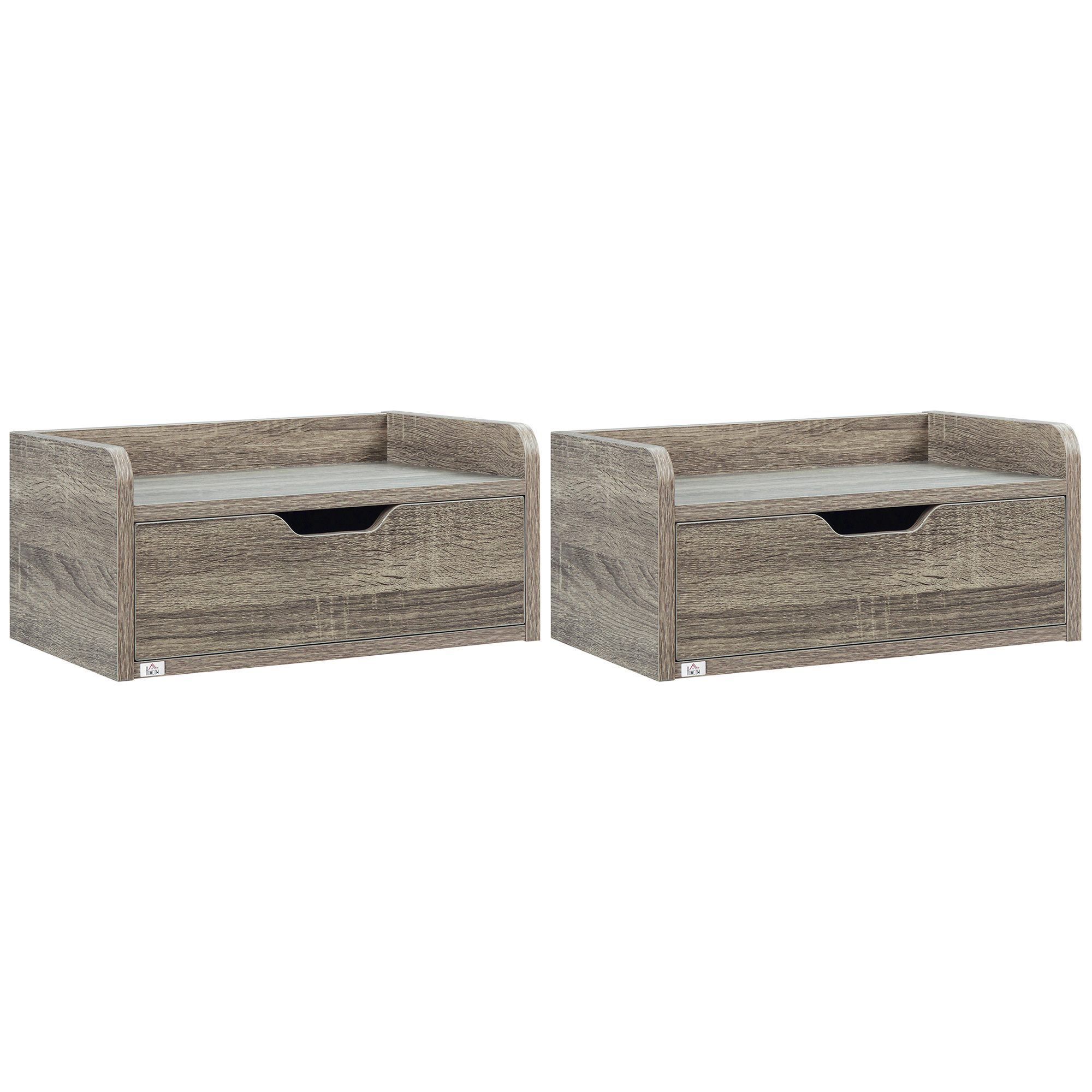 Scott Floating Nightstand Set of 2 Wall Mounted - Grey - Life Essentials