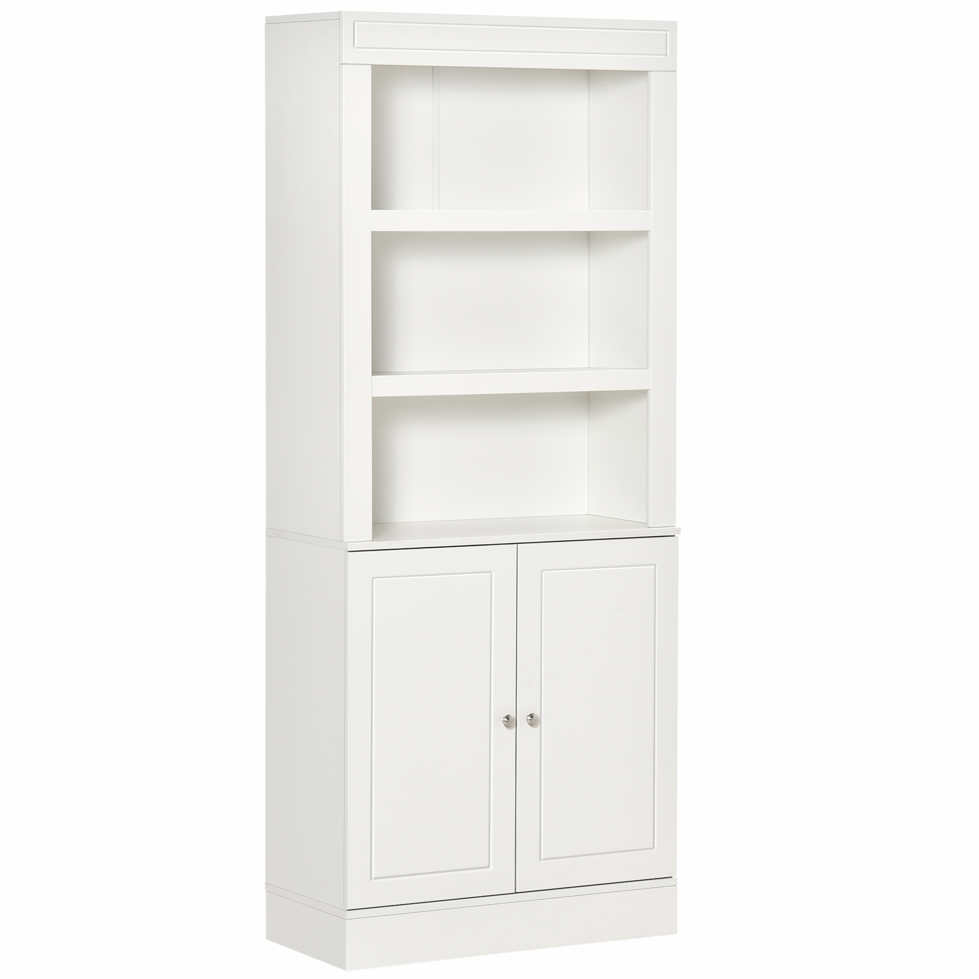 Kitchen Cupboard with 6-tier Shelving, Freestanding Storage Cabinet, Larder pantry, Sideboard with 3 Open Compartments and Double-door, White - Life 