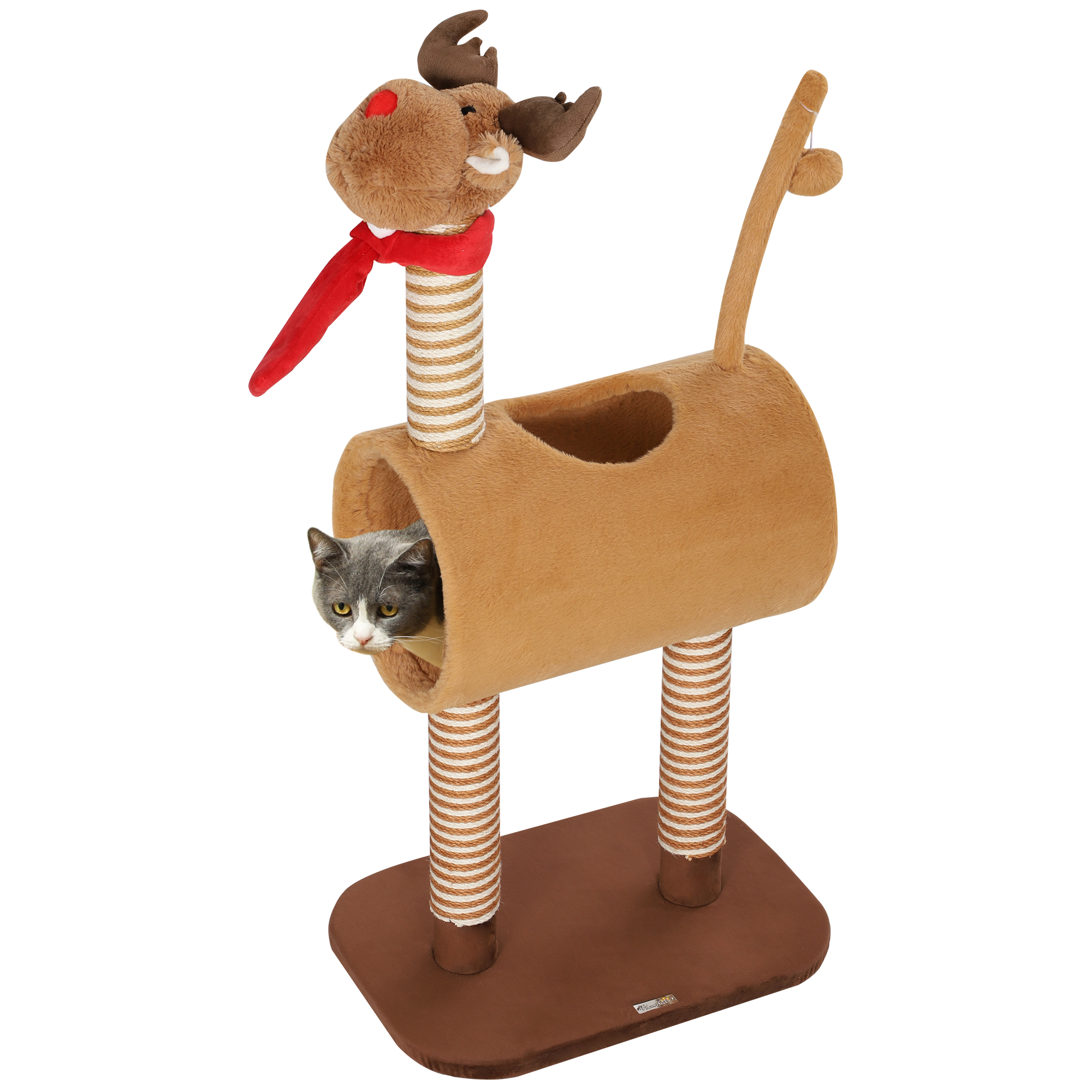 Cat Furniture - Pawzy Deer Themed Cat Tree with Scratching Posts Brown 48cm - Life Essentials