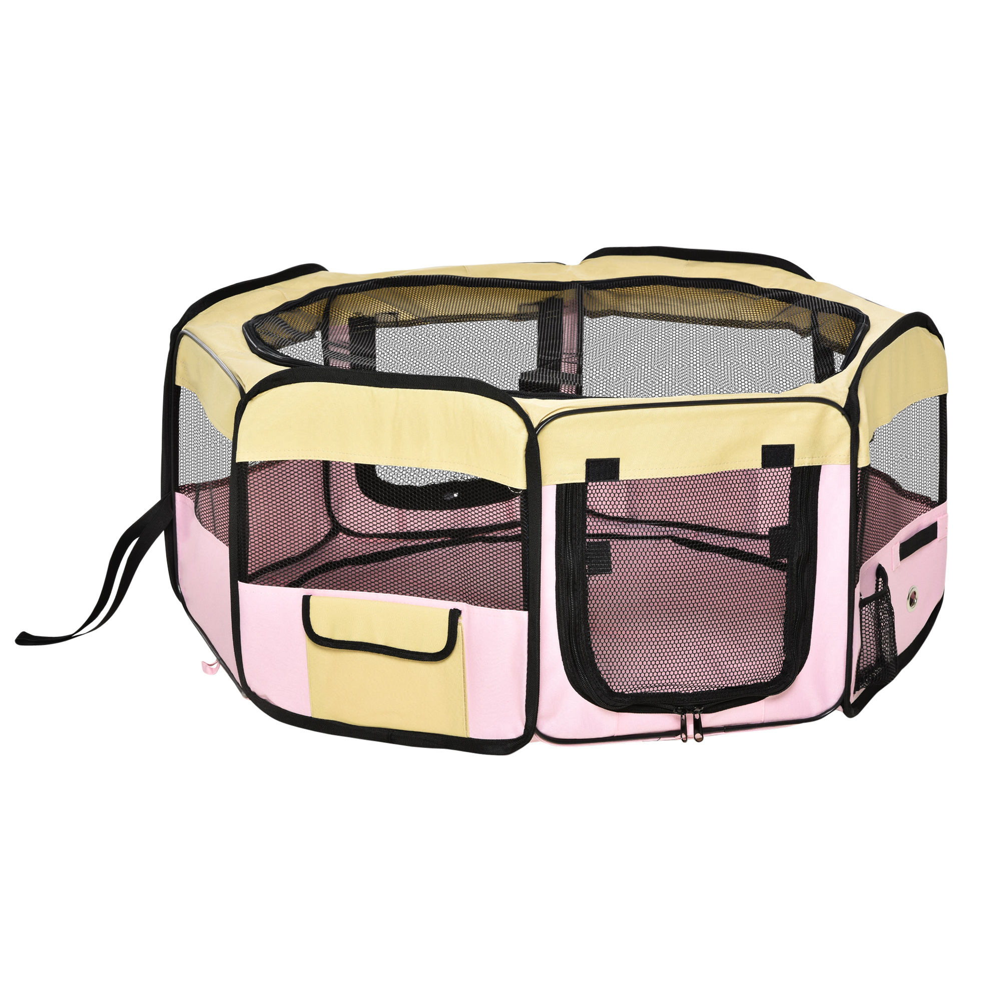 Fabric Pet Dog Cat Puppy Playpen Rabbit Guinea Pig Play Pen in Pink Small L37 x H37cm x D90cm - Life Essentials