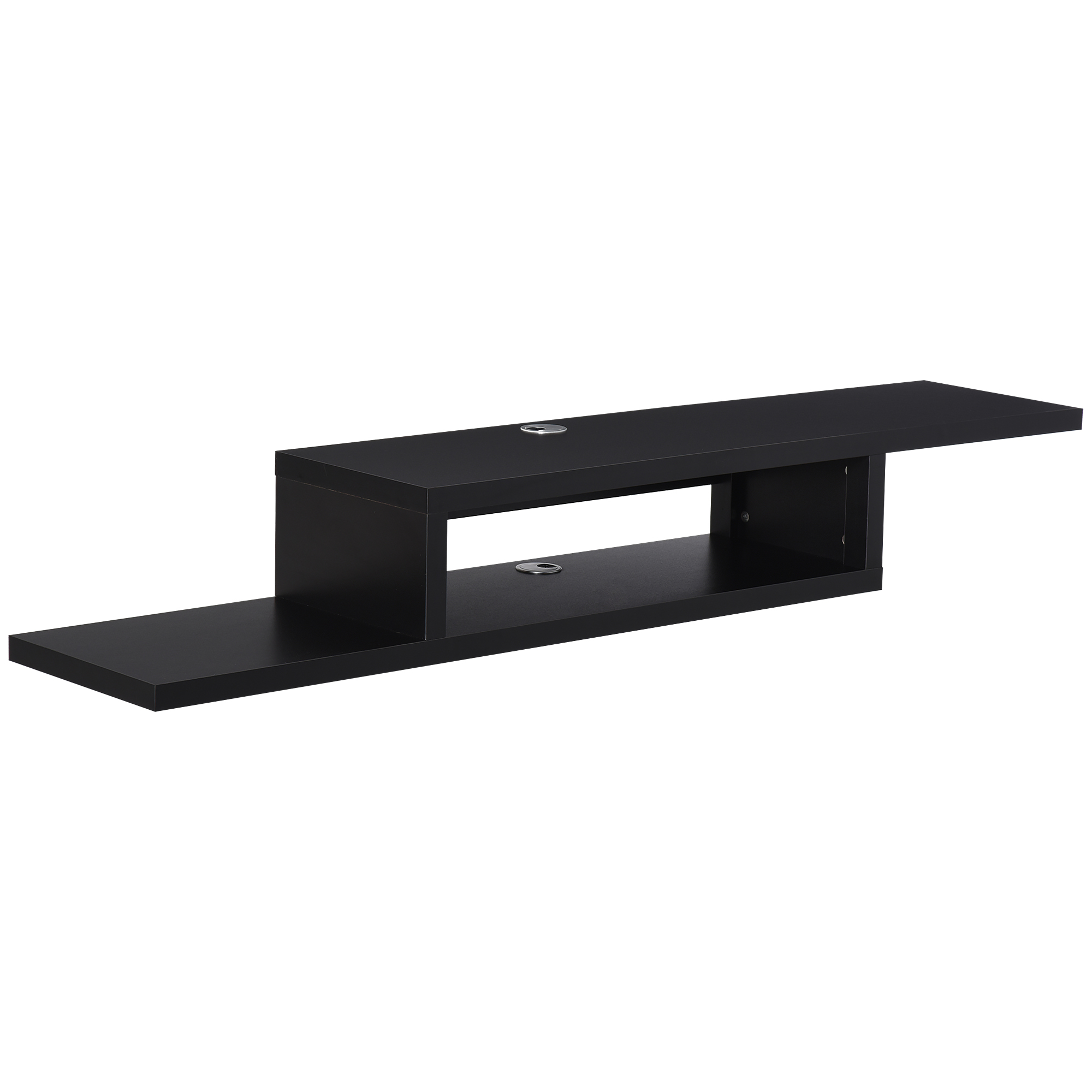 WESTHORNE Floating TV Unit Wall Mounted with Shelf - Black - Life Essentials