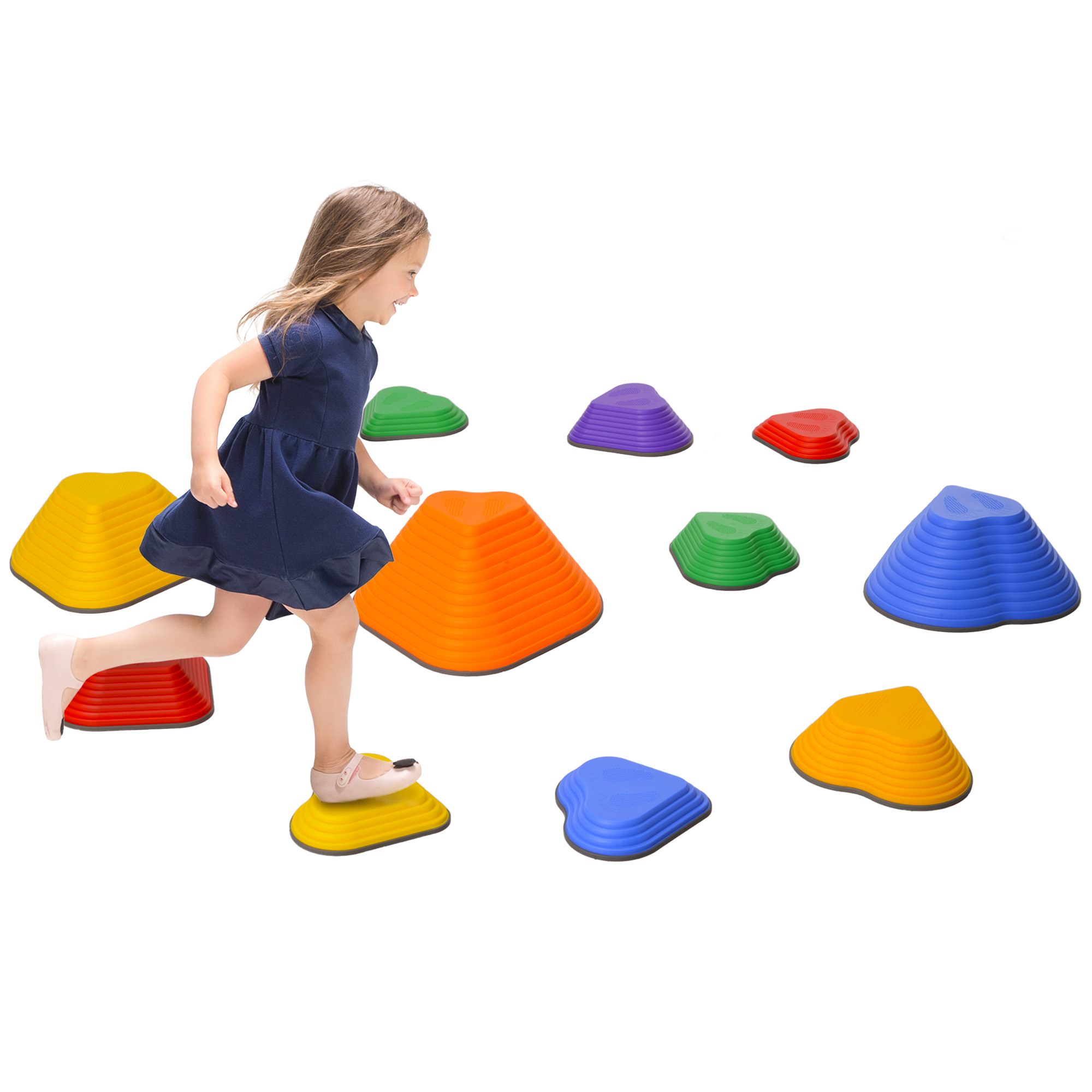 AIVAGO 11-Piece Heart-Shaped Kids Balance Stepping Stones and Motor Skills, Multicoloured - Life Essentials