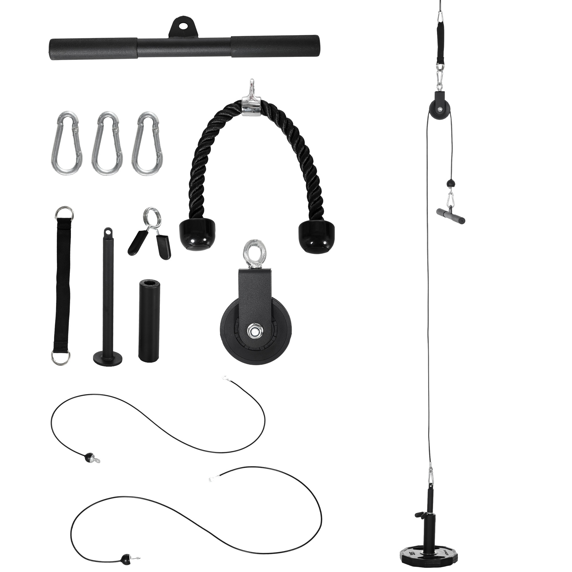 SPORTNOW Cable Machine Pulley System, Lat Pull Down System with DIY Loading Weight for Home Gym Biceps Tricep Arm Shoulder Back Training - Life 