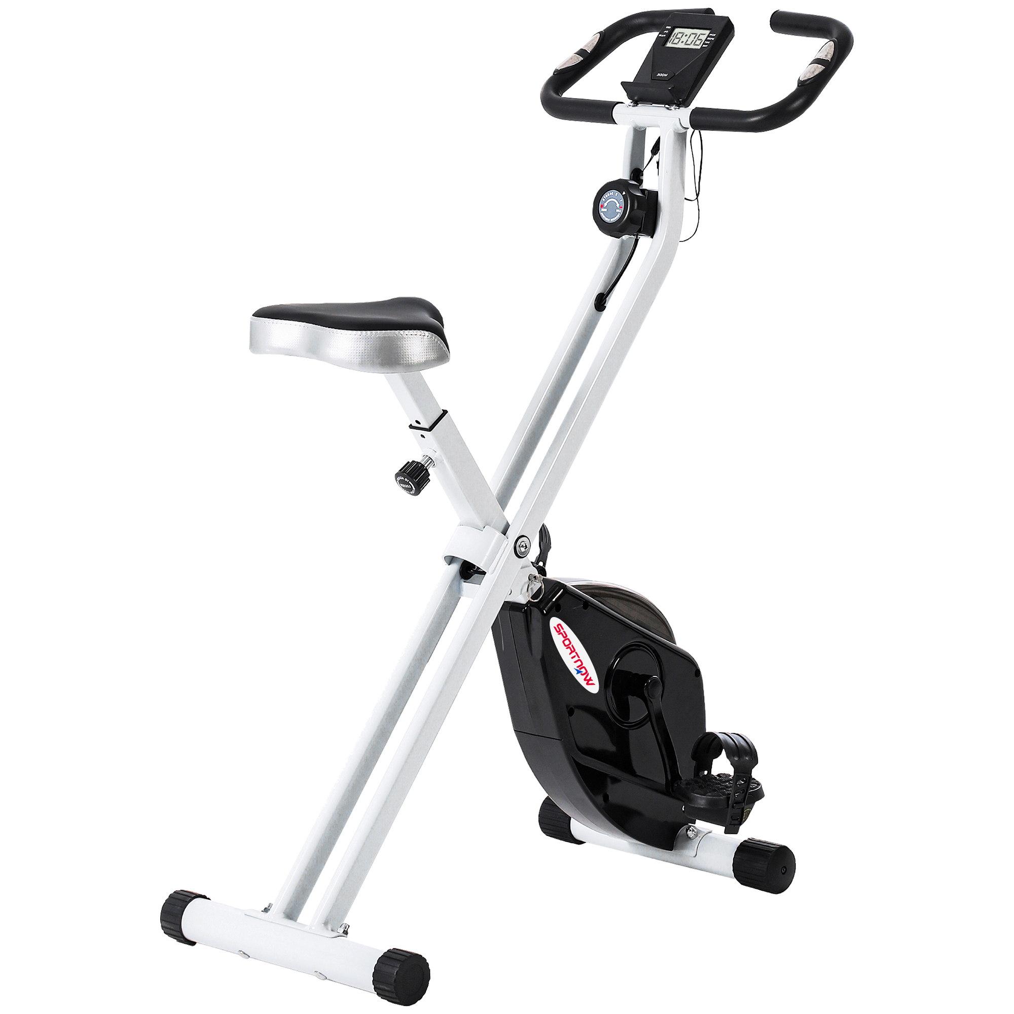 McAlpin Folding Quiet Exercise Bike - Black White - Life Essentials