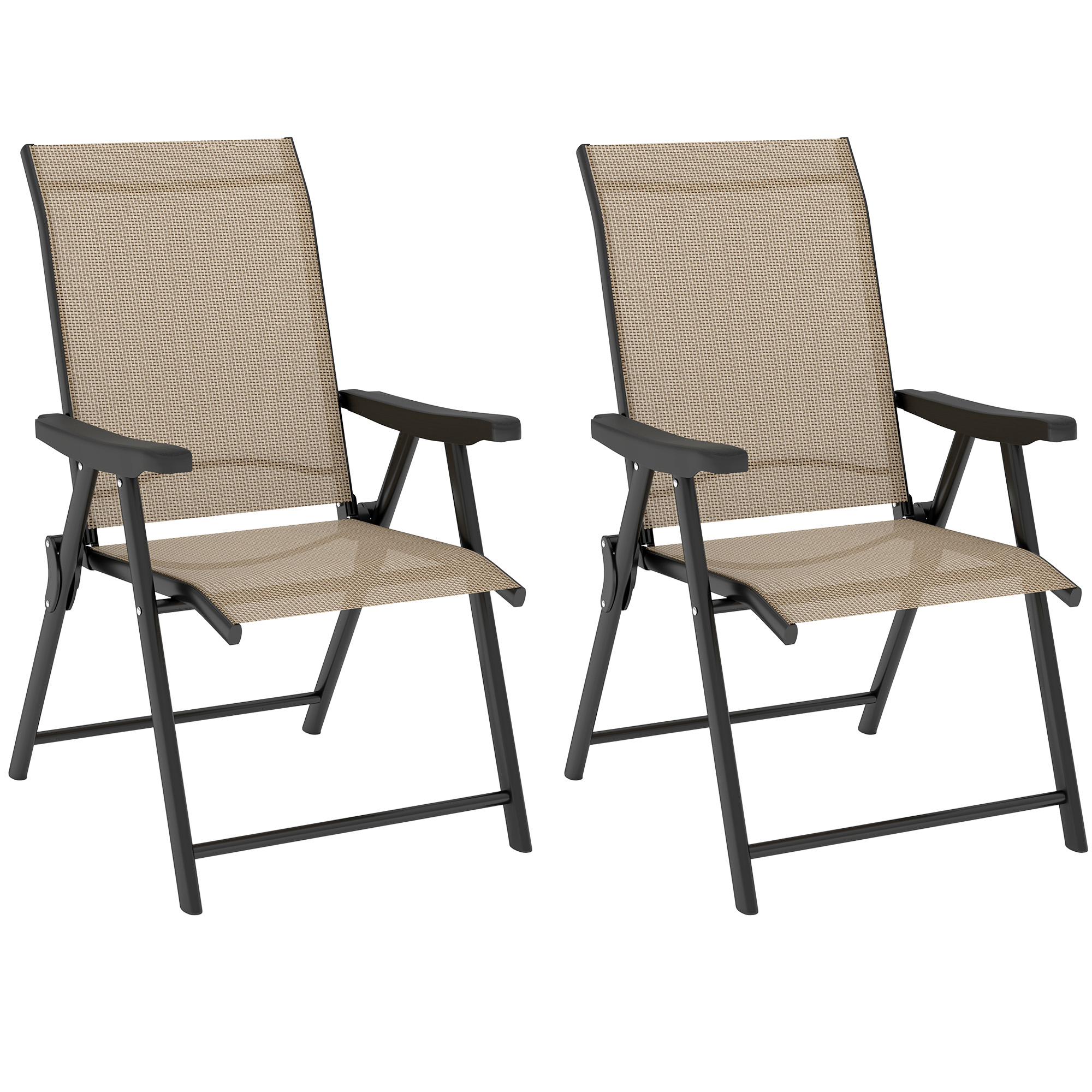 SUNVISTA Set of Two Folding Outdoor Chairs - Brown/Black - Life Essentials