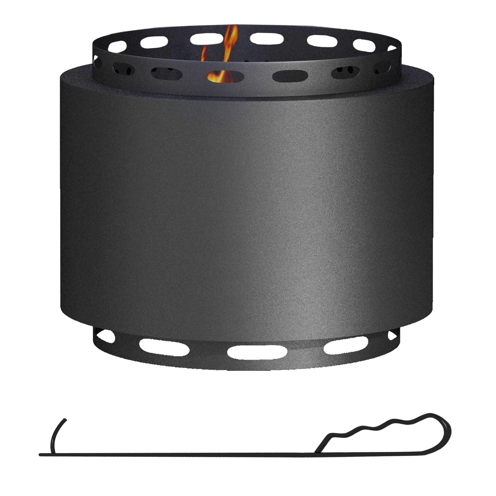 Smokeless Fire Pit, 48.5cm Portable Wood Burning Firepit with Poker for Garden Camping Bonfire Party, Metal, Black - Life Essentials