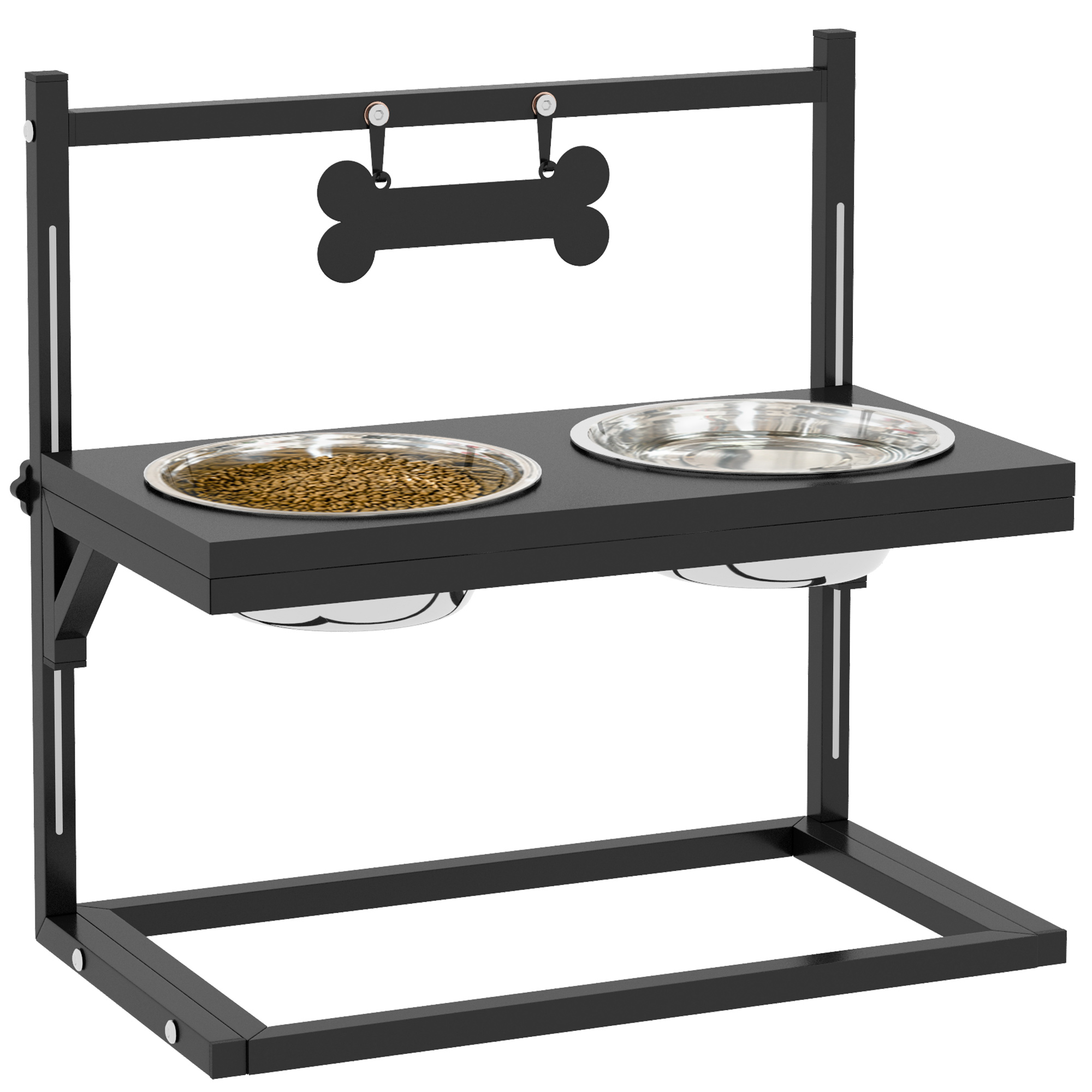 Adjustable Elevated Dog Bowls with Stand for Small Medium Large Dogs - Black - Life Essentials