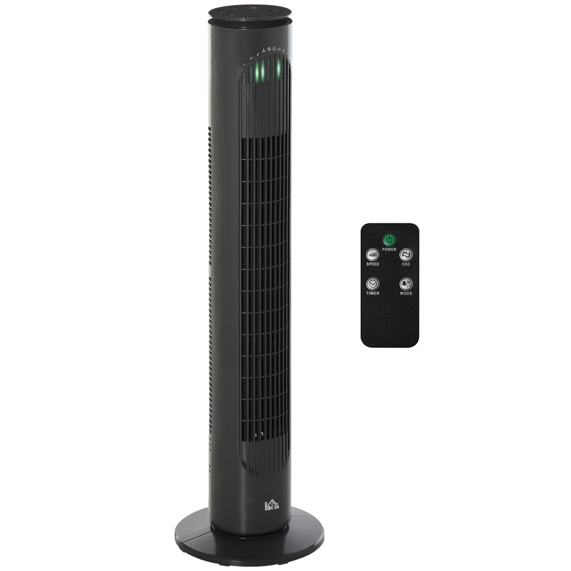 30'' Freestanding Tower Fan, 3 Speed 3 Mode, 10h Timer, 70 Degree Oscillation, LED Light, 5M Remote Controller, Dark Grey - Life Essentials