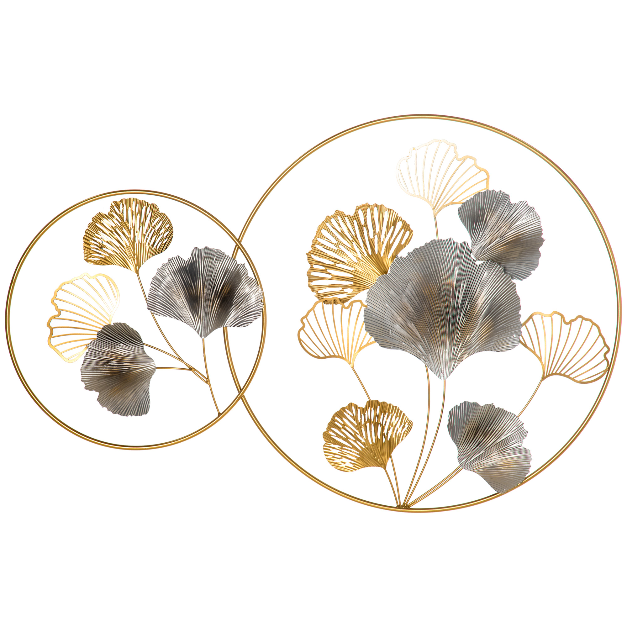 3D Metal Wall Art Modern Ginkgo Leaves Hanging Wall Sculptures Home Decor for Living Room Bedroom Dining Room, Gold - Life Essentials