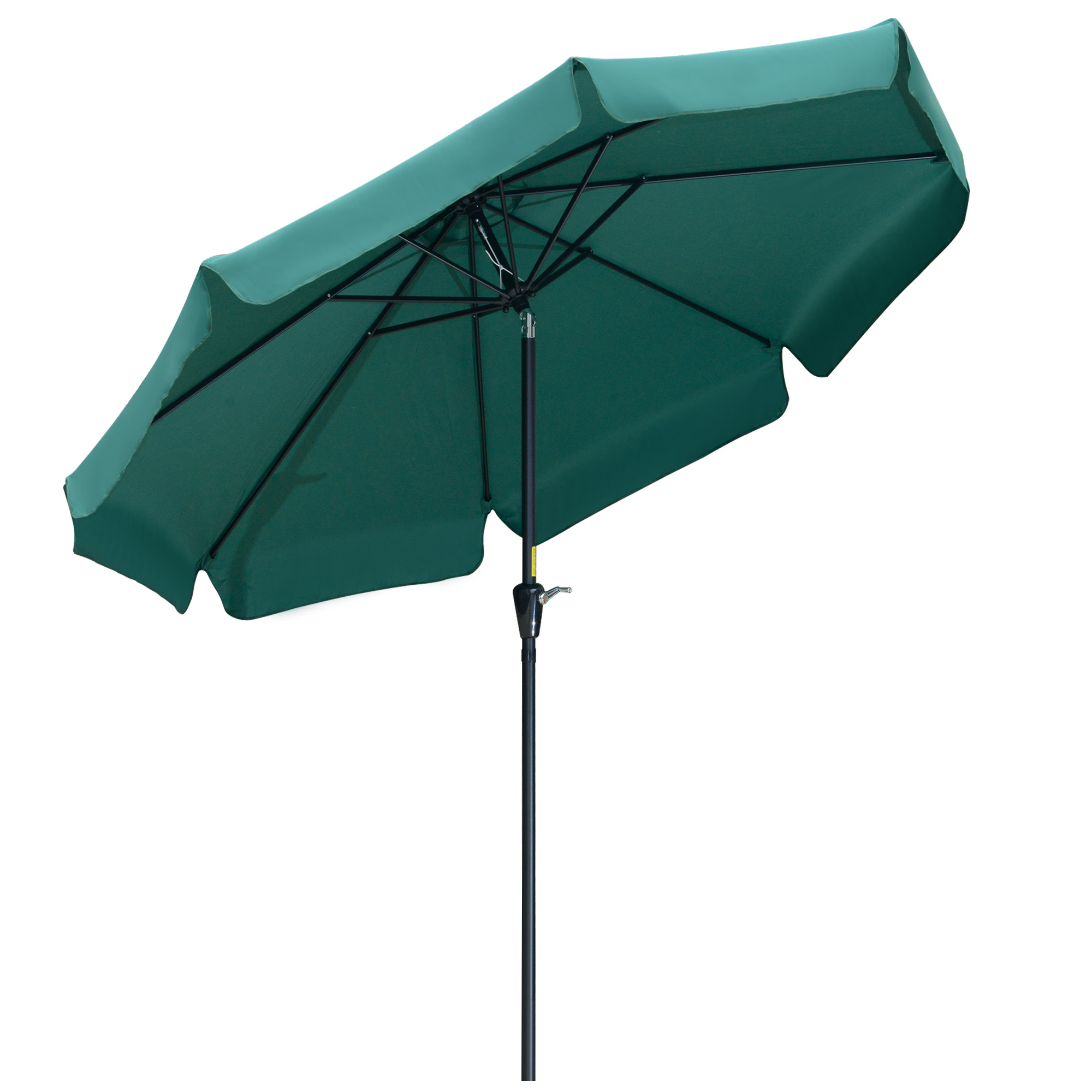 2.66m Patio Umbrella Garden Parasol Outdoor Sun Shade Table Umbrella with Ruffles, 8 Sturdy Ribs, Green - Life Essentials