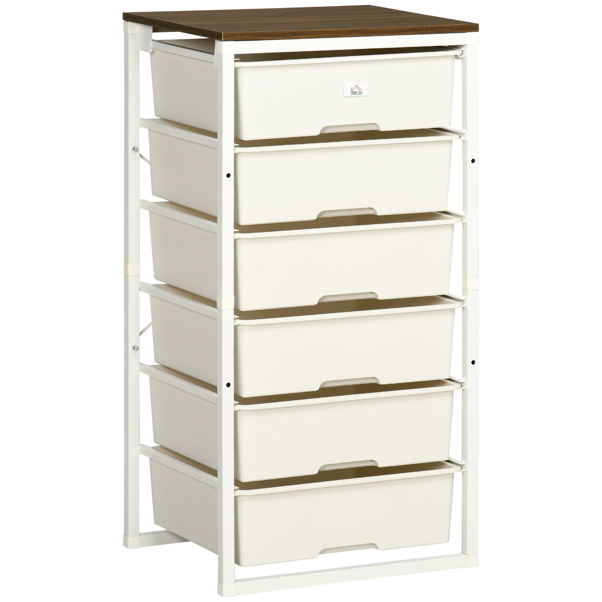 Bedroom Storage Chest of 6 Drawers, Steel Frame Organiser Unit for Clothes & Accessories - White - Life Essentials